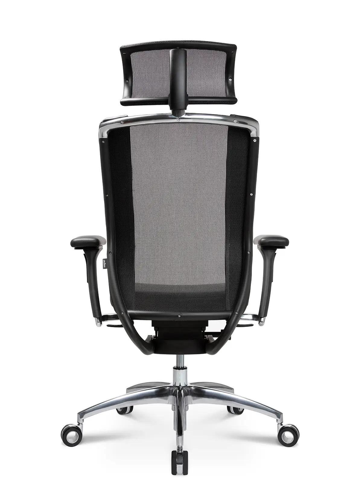 Rückansicht des Wagner Titan Limited Bürostuhls mit ergonomischer Netzrückenlehne und Kopfstütze