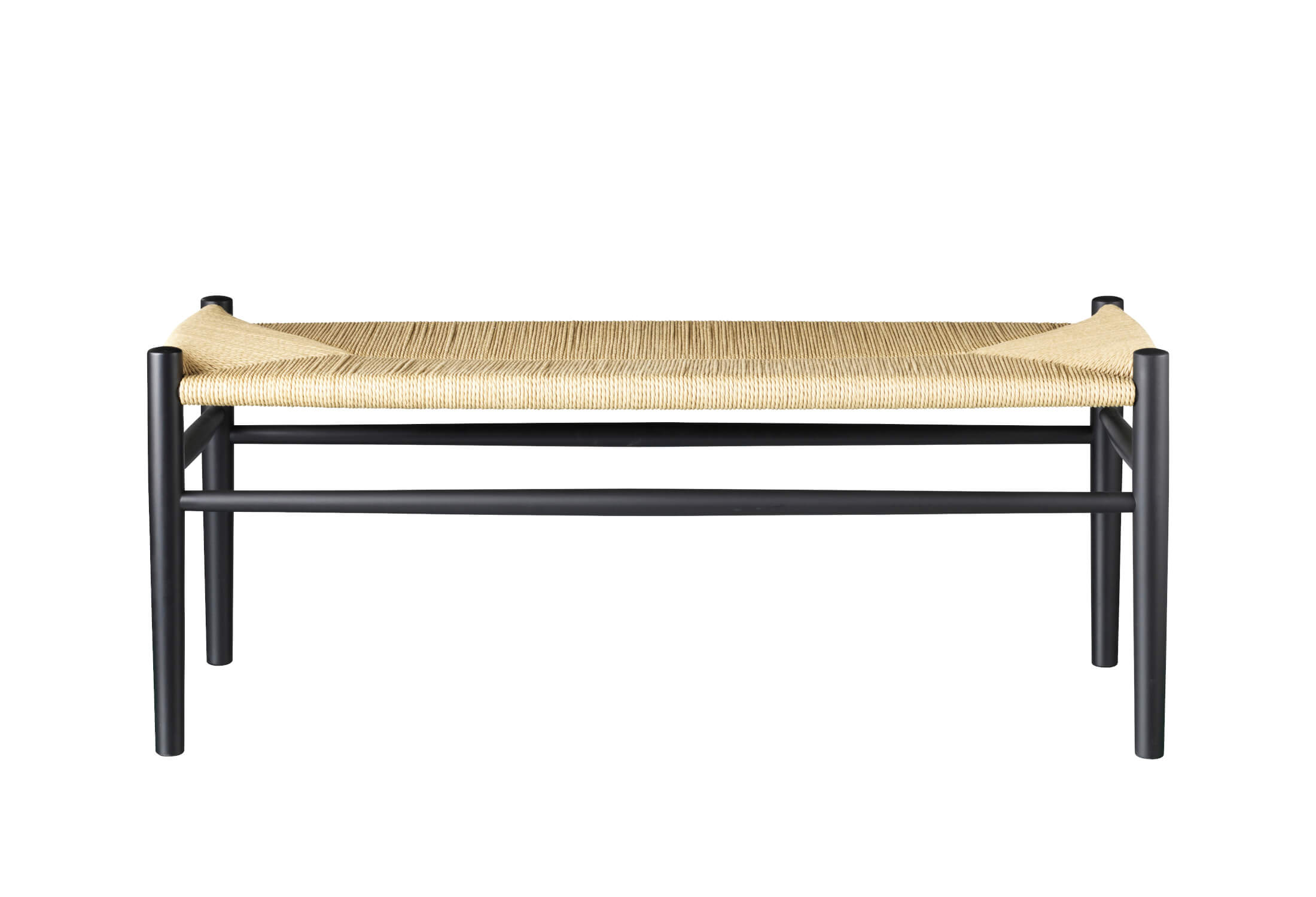 FDB Møbler J83B Bank, nordisches Design, ergonomisch, Buche schwarz, Naturgeflecht, langlebig, nachhaltig