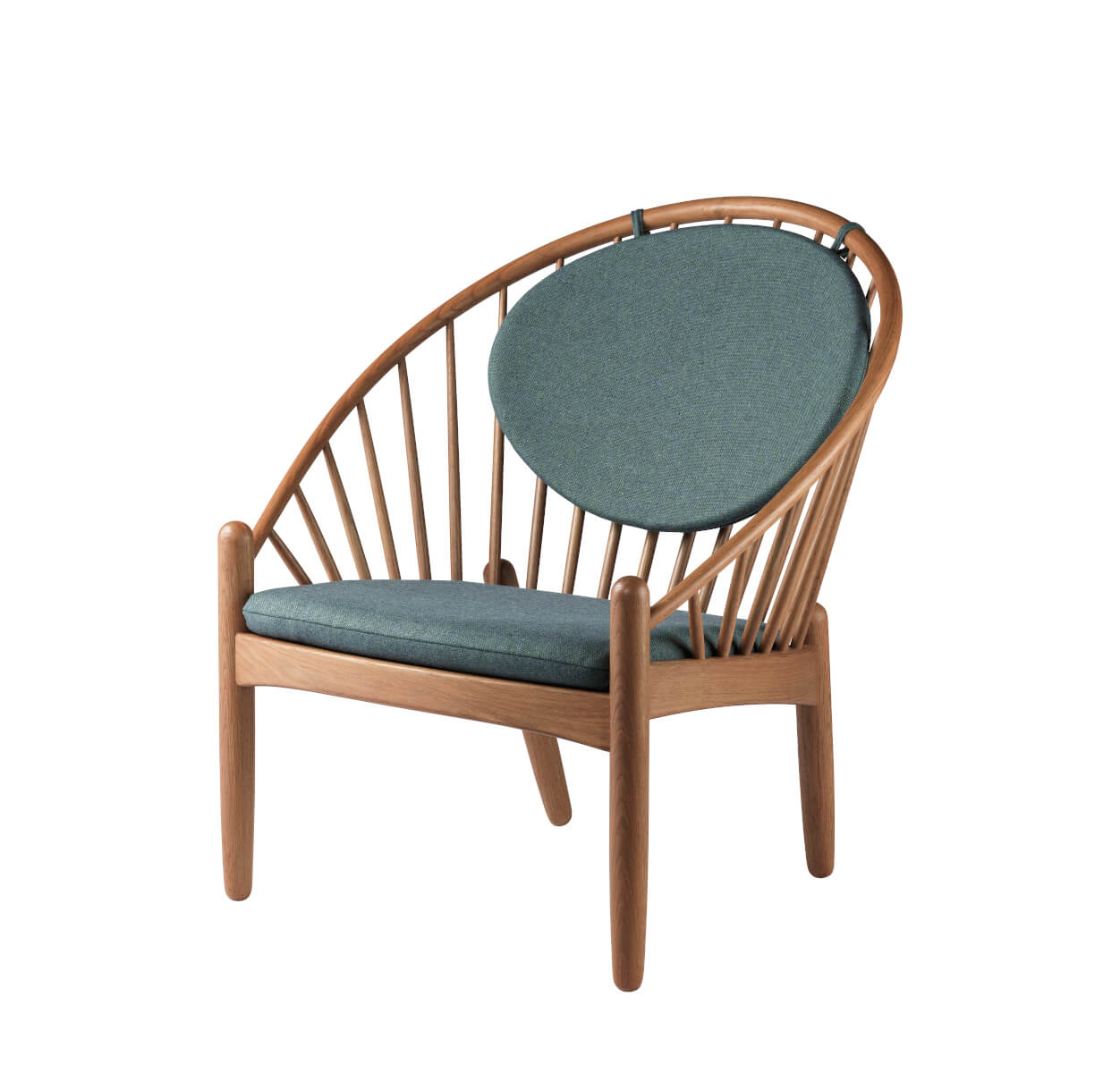 FDB Møbler J166 Jørna Sessel, ergonomisch, Eiche geräuchert, grün, nordisches Design, langlebig