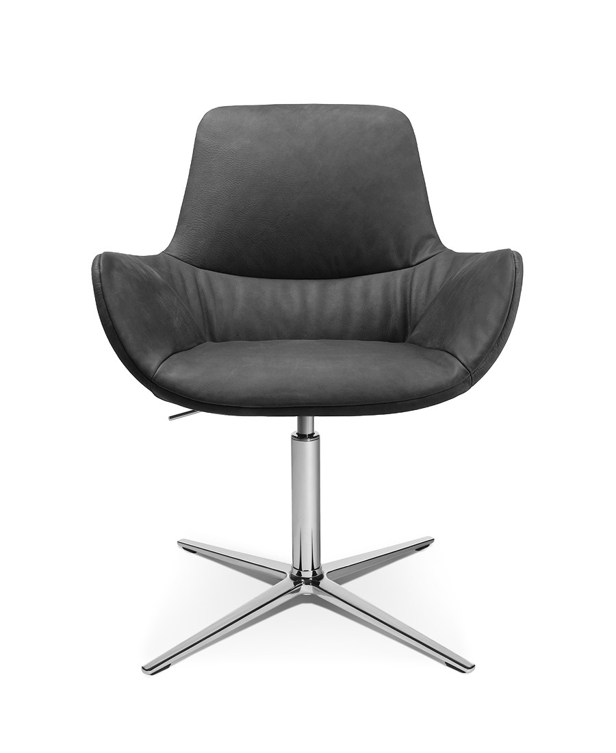 Wagner W-Club Sessel mit stabilem 4-Strahl-Gestell, höhenverstellbar, moderner Drehstuhl für Büro und Wohnraum