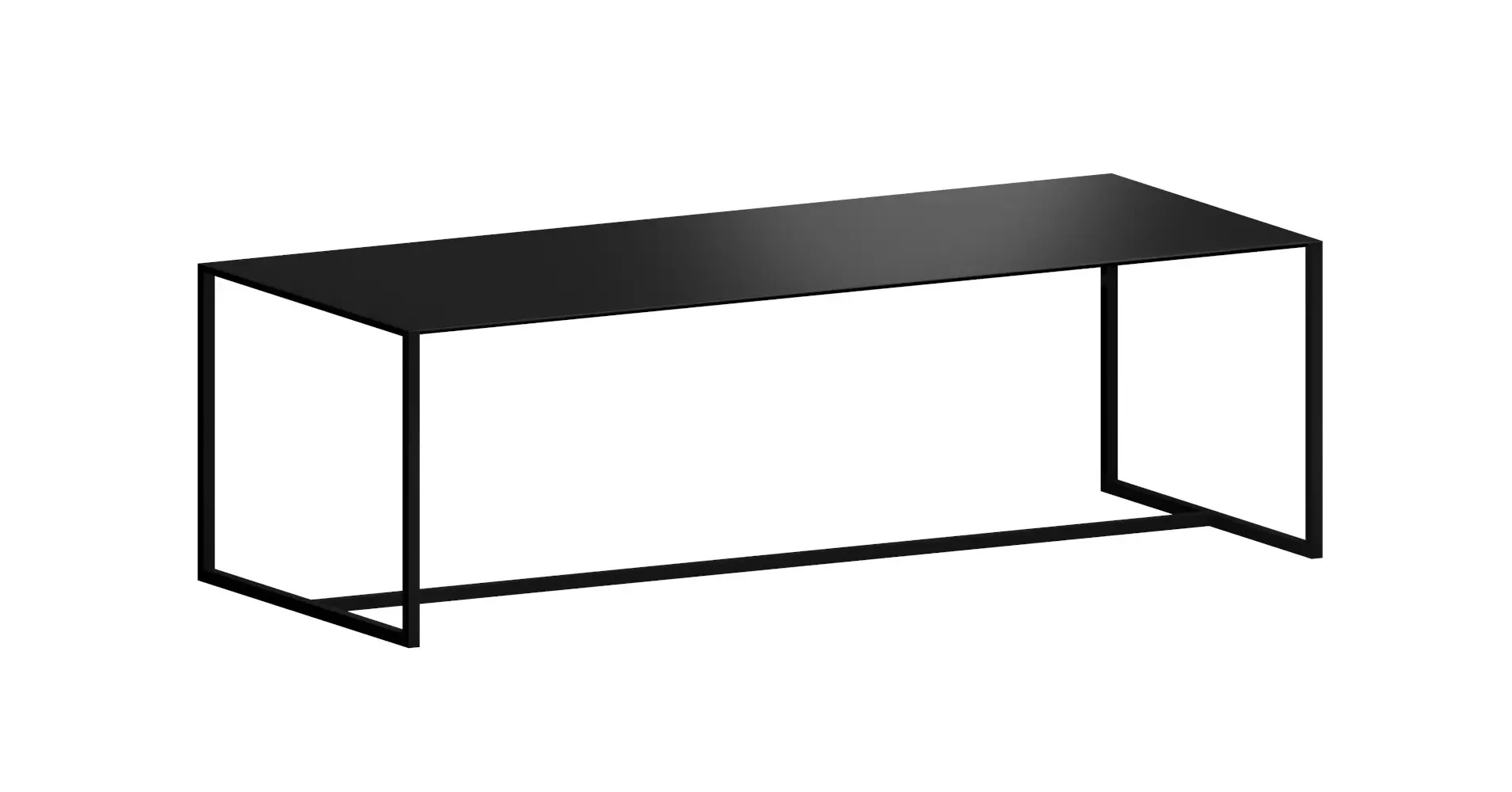 Zeus Big Brother Esstisch 200 × 90 cm mit schwarzer Tischplatte und Stahlgestell.