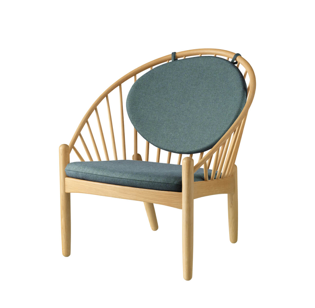 FDB Møbler J166 Jørna Sessel, nordischer Design-Sessel, ergonomisch, Eiche natur, grün, langlebig, funktional