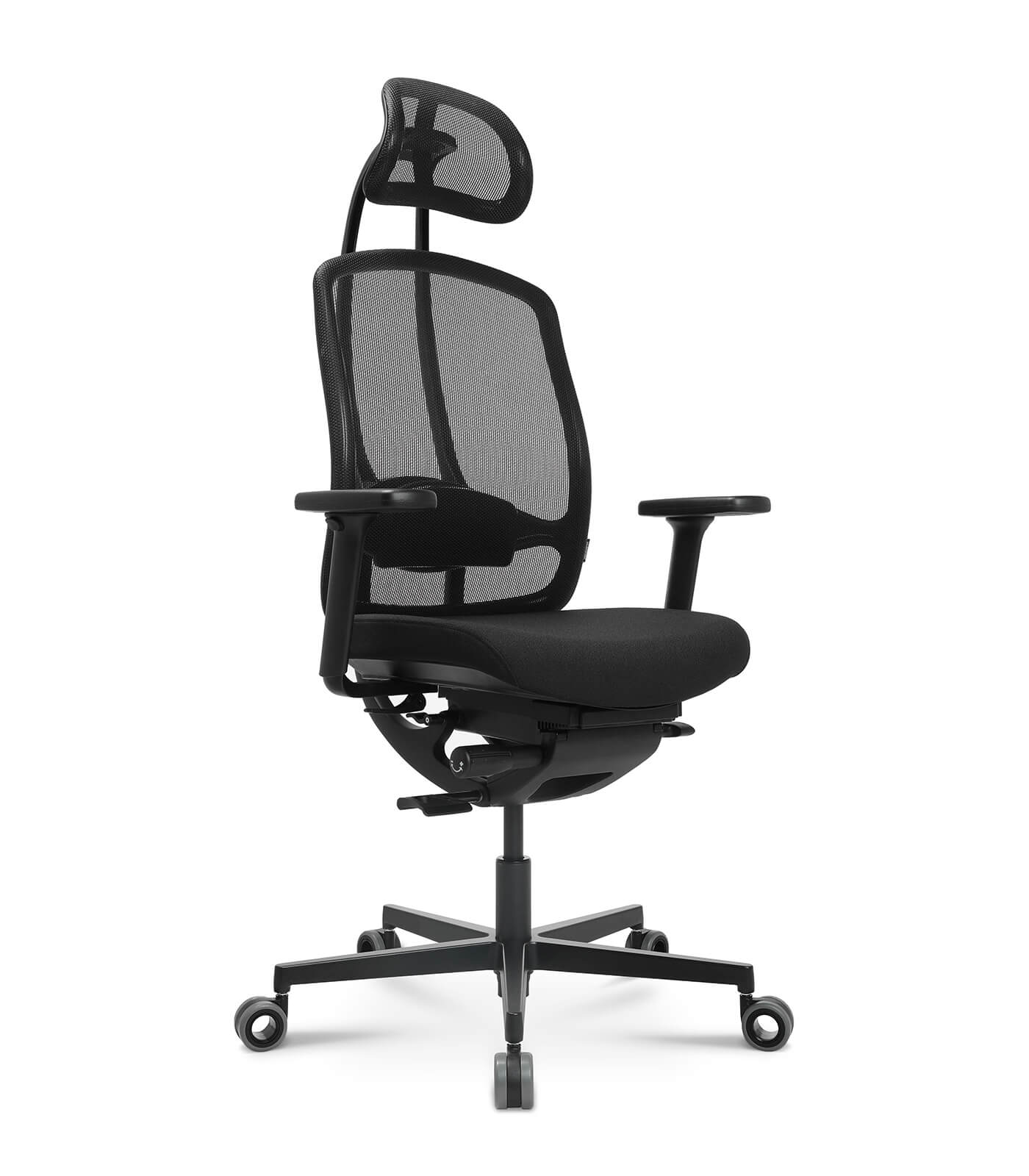 Wagner AluMedic Black Edition Drehstuhl, ergonomisch geformt, mit verstellbarer Sitzhöhe, hochwertiges Aluminium-Fußkreuz