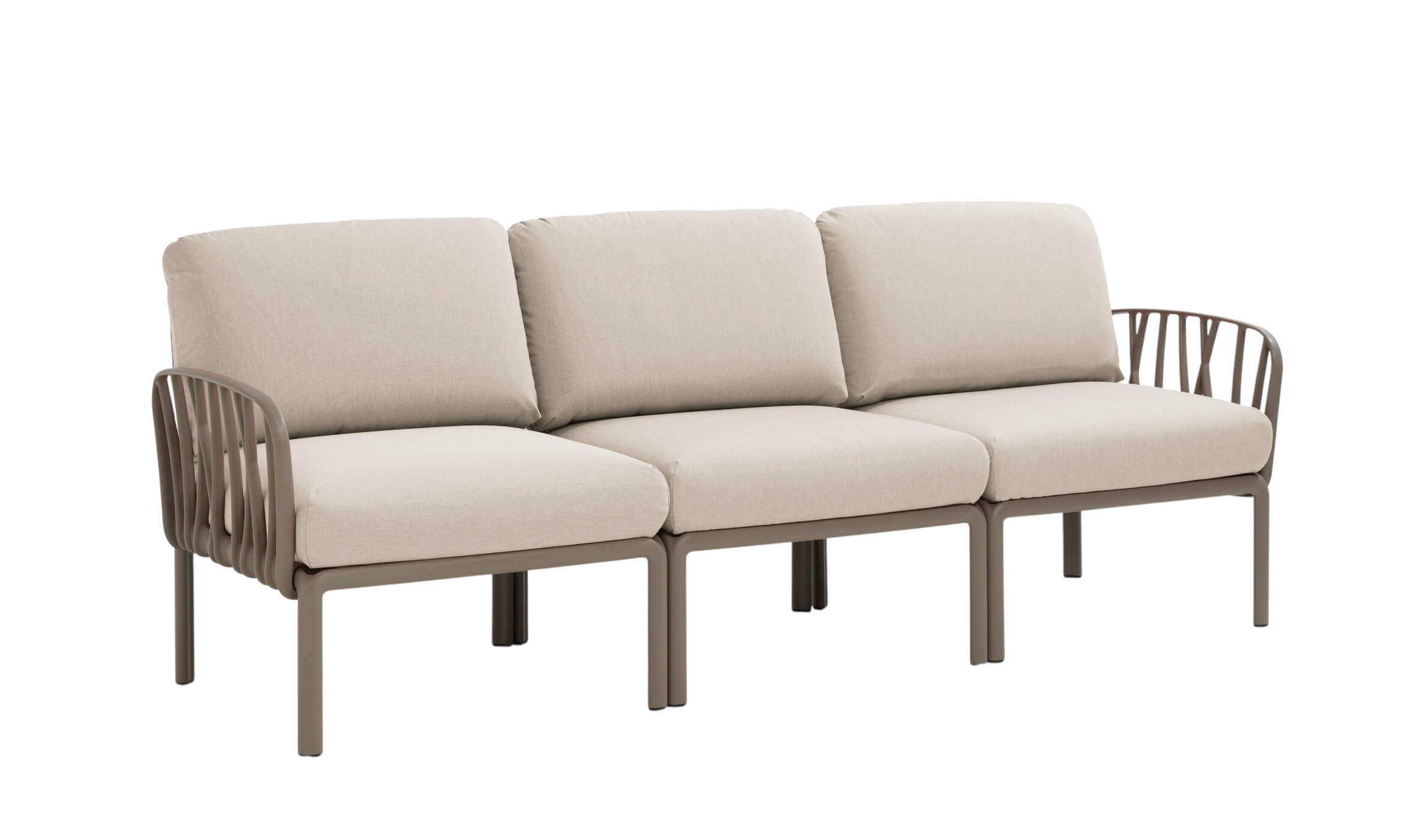 Nardi Komodo Gartensofa 3-Sitzer, tortora, wetterfest, modular, komfortabel, italienisches Outdoor-Design