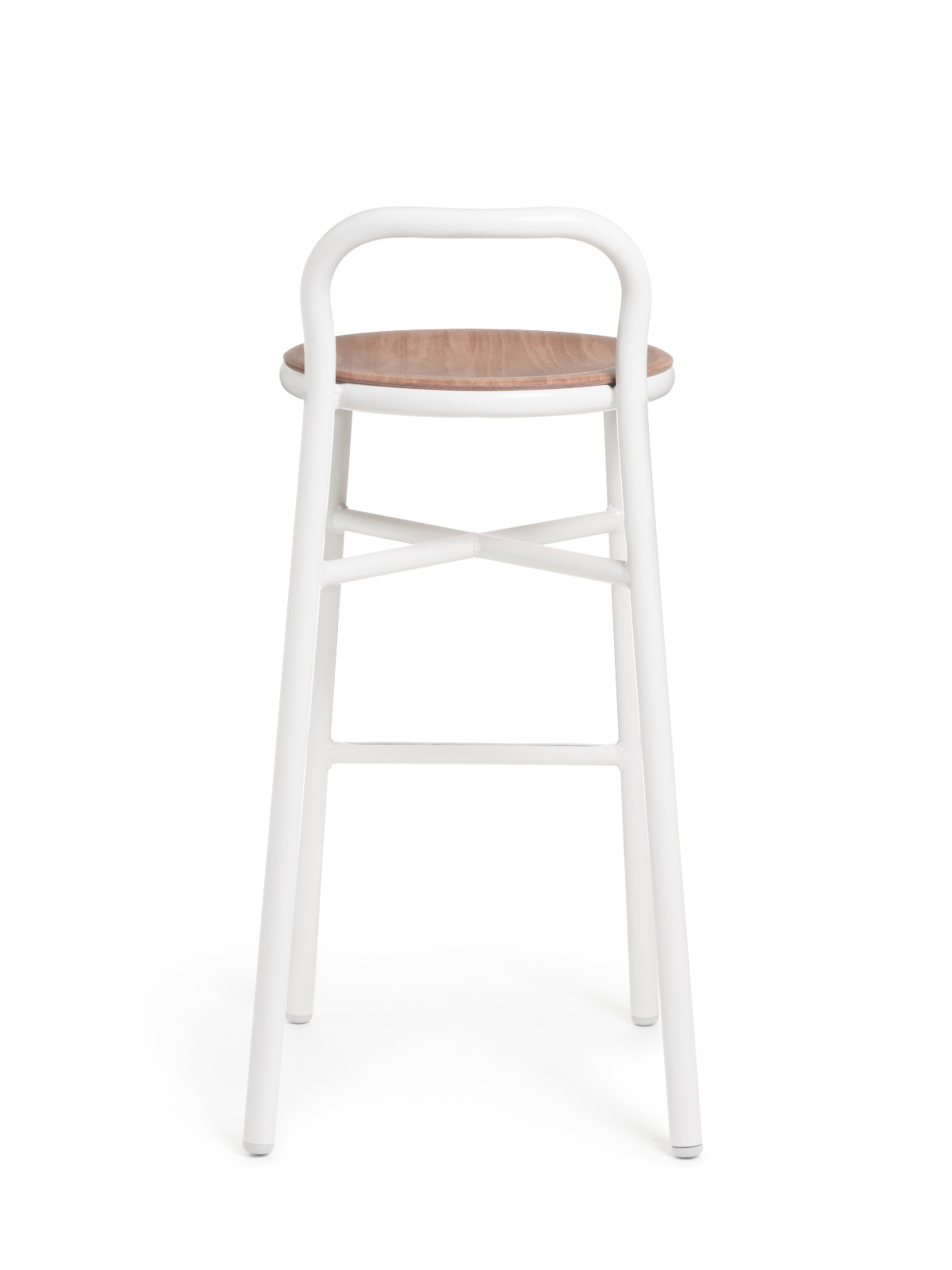 Magis Pipe Barhocker 77 cm, moderner Barstuhl aus Buche/Weiß, stabil, komfortabel, italienisches Design