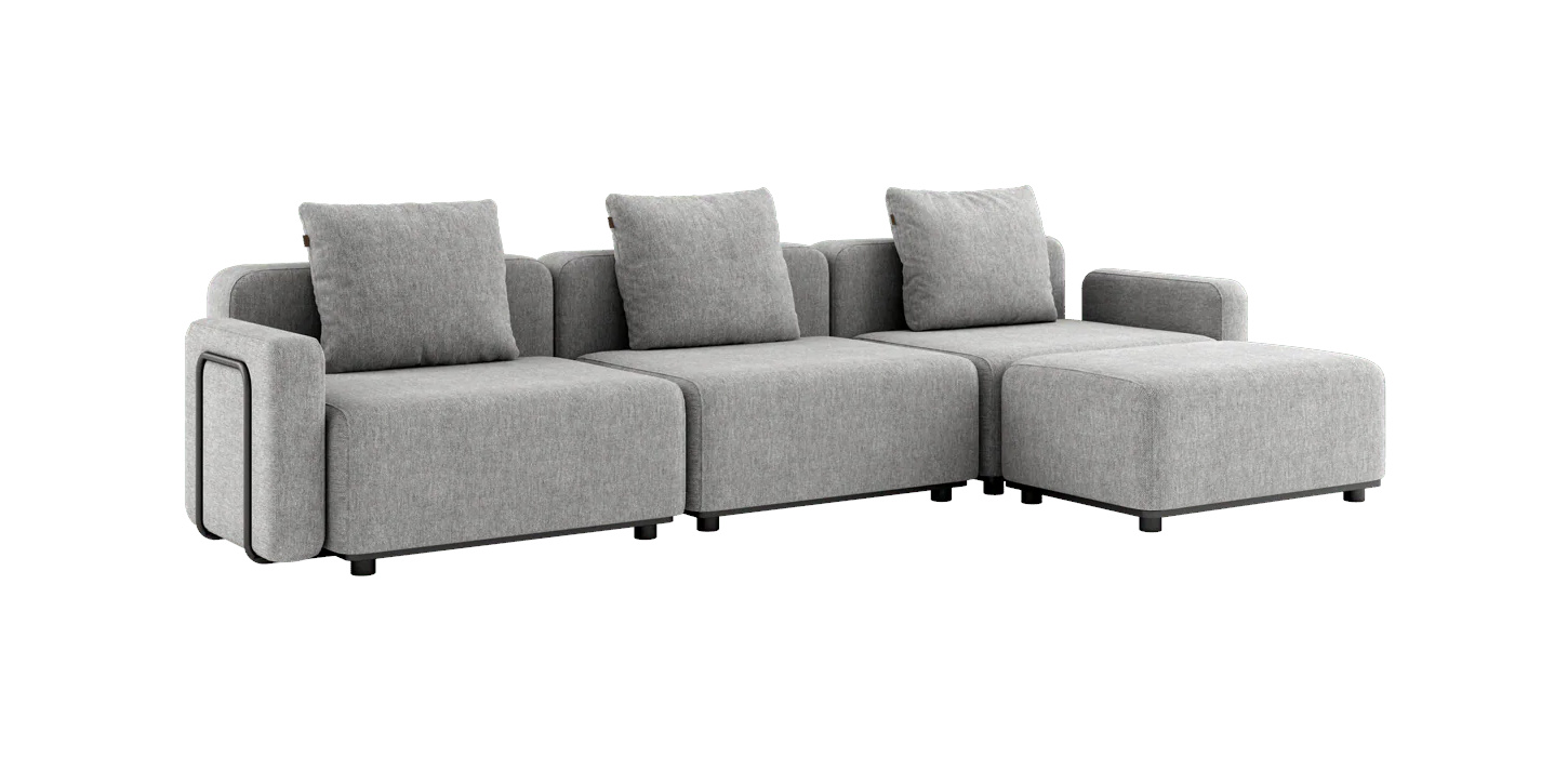 Cobana Loungesofa 3-Sitzer mit Armlehnen mit Hocker, cobana sand melange