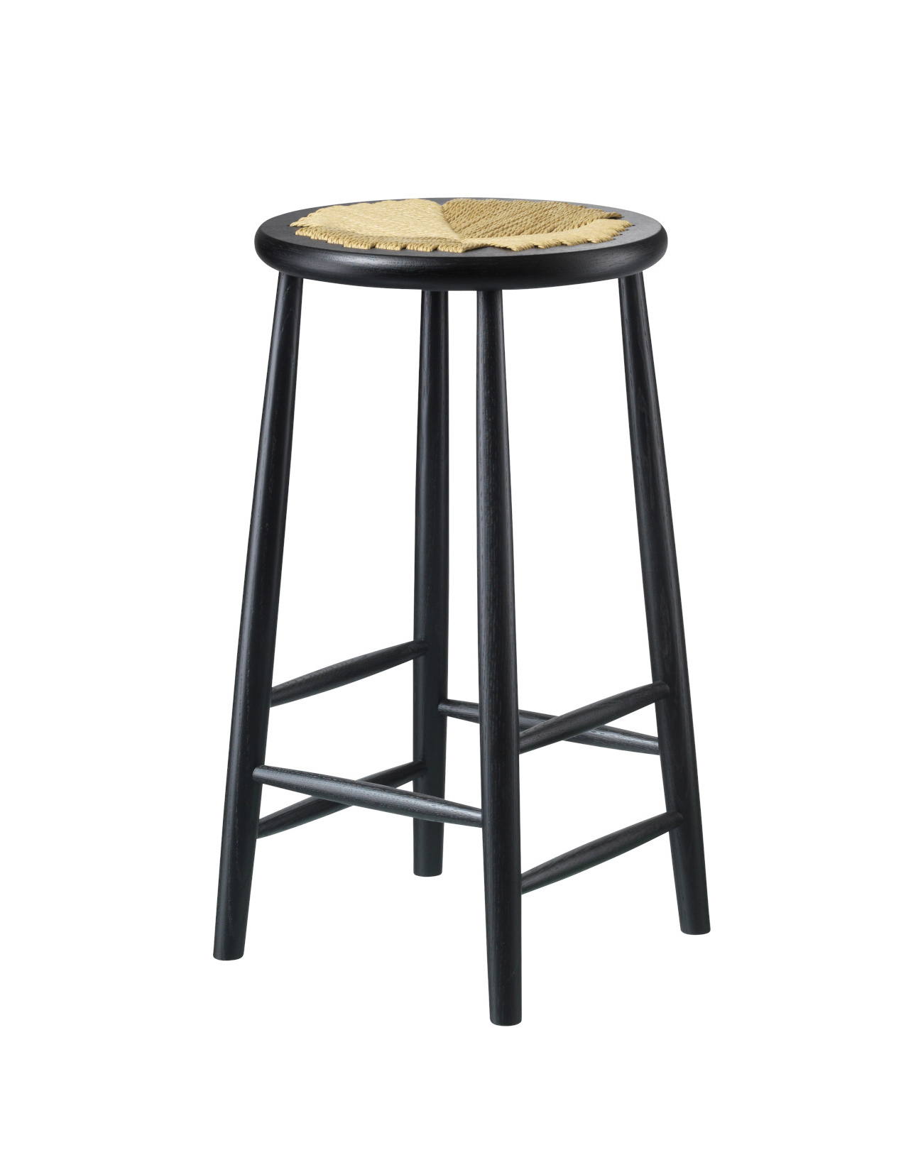 FDB Møbler J165C Barhocker, nordischer Design-Hocker, ergonomisch, Eiche schwarz, Naturgeflecht, langlebig