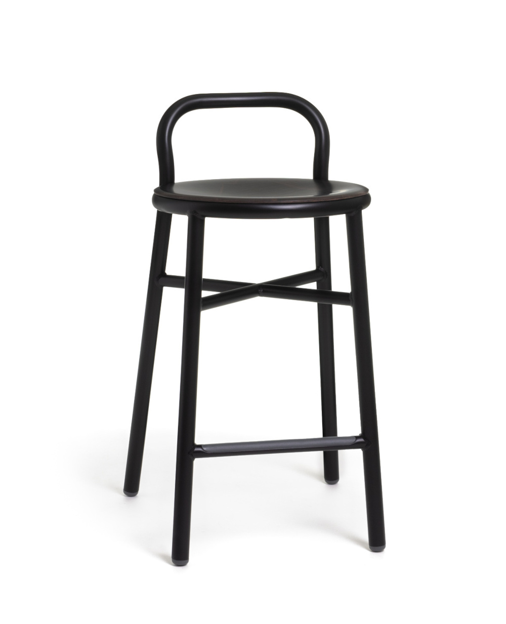 Magis Pipe Barhocker 67 cm, Buche/Schwarz, moderner Holz-Barstuhl, stabil, Design aus Italien