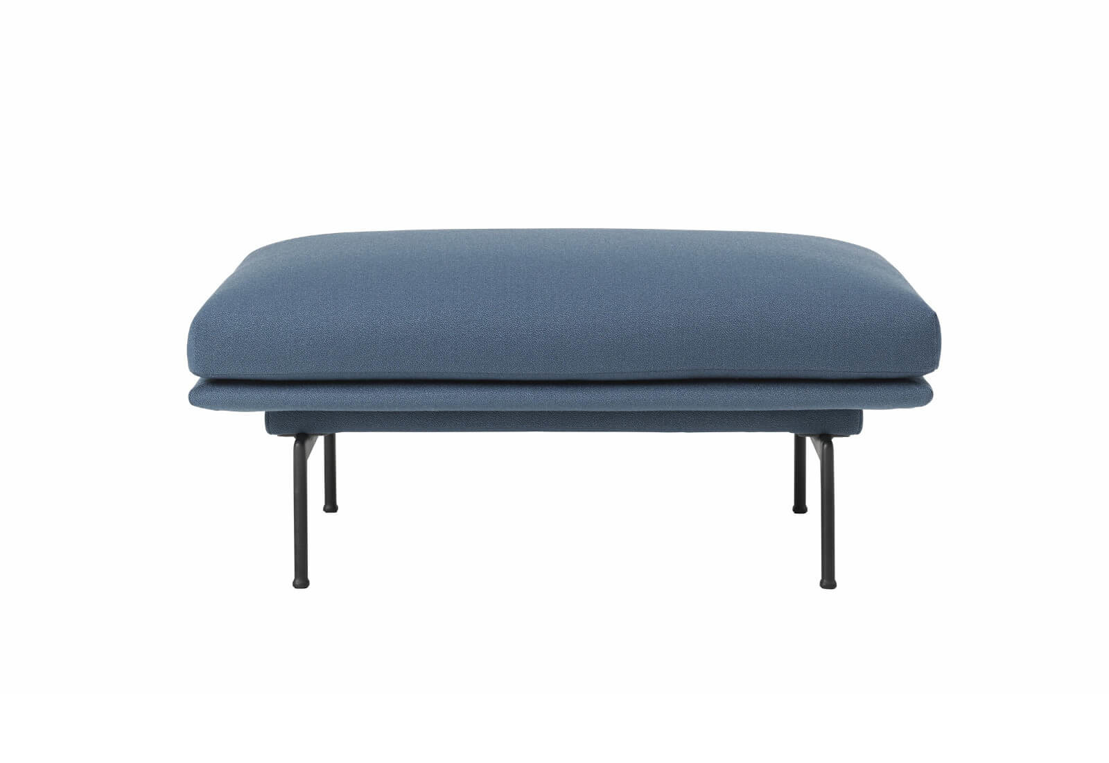 Outline Pouf, refine leder cognac / polished aluminium