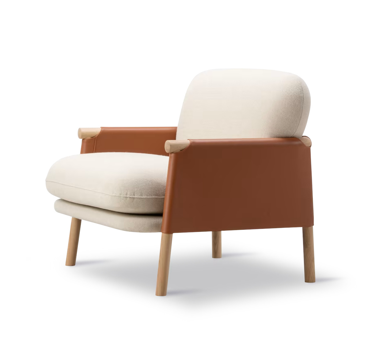 Savannah Chair, eiche hell geölt / grand linen 0024 / leder max 95 cognac