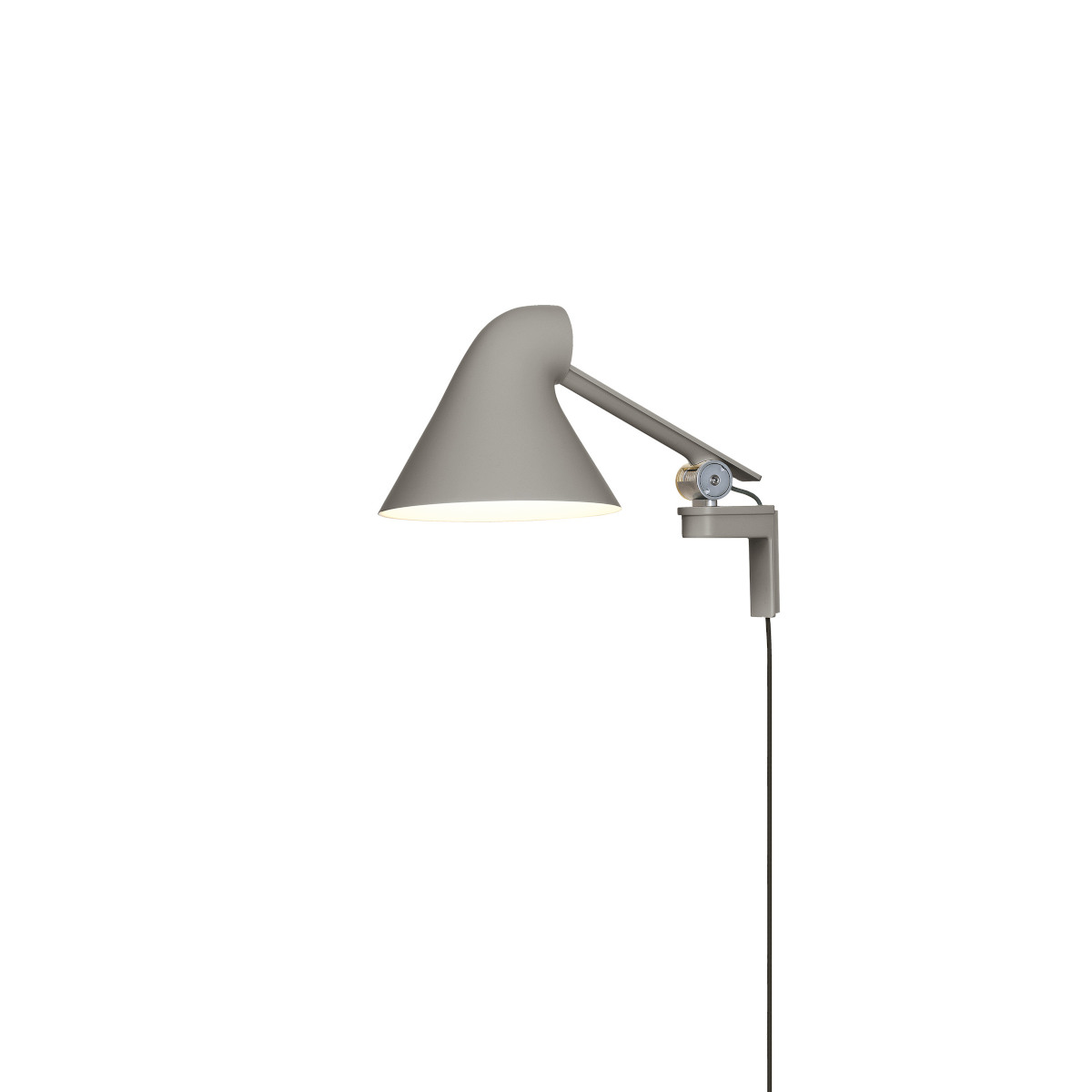 Moderne NJP LED-Wandleuchte in Aluminium Grau von Louis Poulsen, verstellbar, blendfrei, ideal für Arbeits- und Wohnbereiche