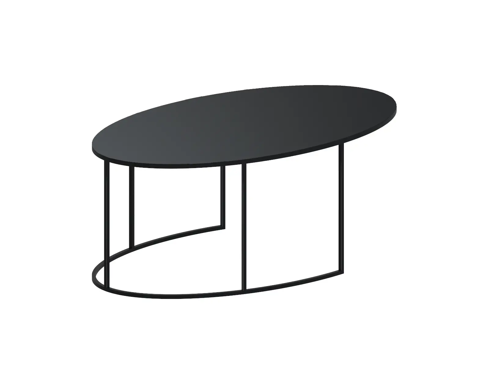 Zeus Slim Irony Oval Couchtisch in Kupferschwarz mit filigranem Stahlgestell für stilvolle Wohnräume