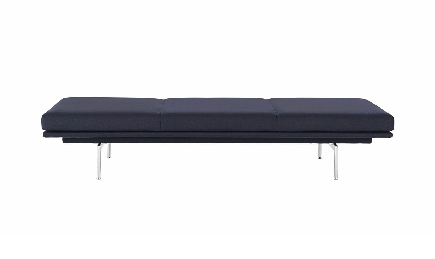 Muuto Outline Daybed in Vidar 554 mit poliertem Aluminiumgestell, modernes skandinavisches Design für stilvolle Wohnräume