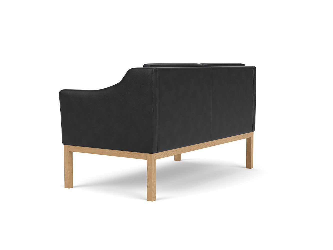 FDB Møbler L45 MK154 Mogens Koch Sofa 2-Sitzer, Eiche natur, Leder schwarz, funktional & nachhaltig