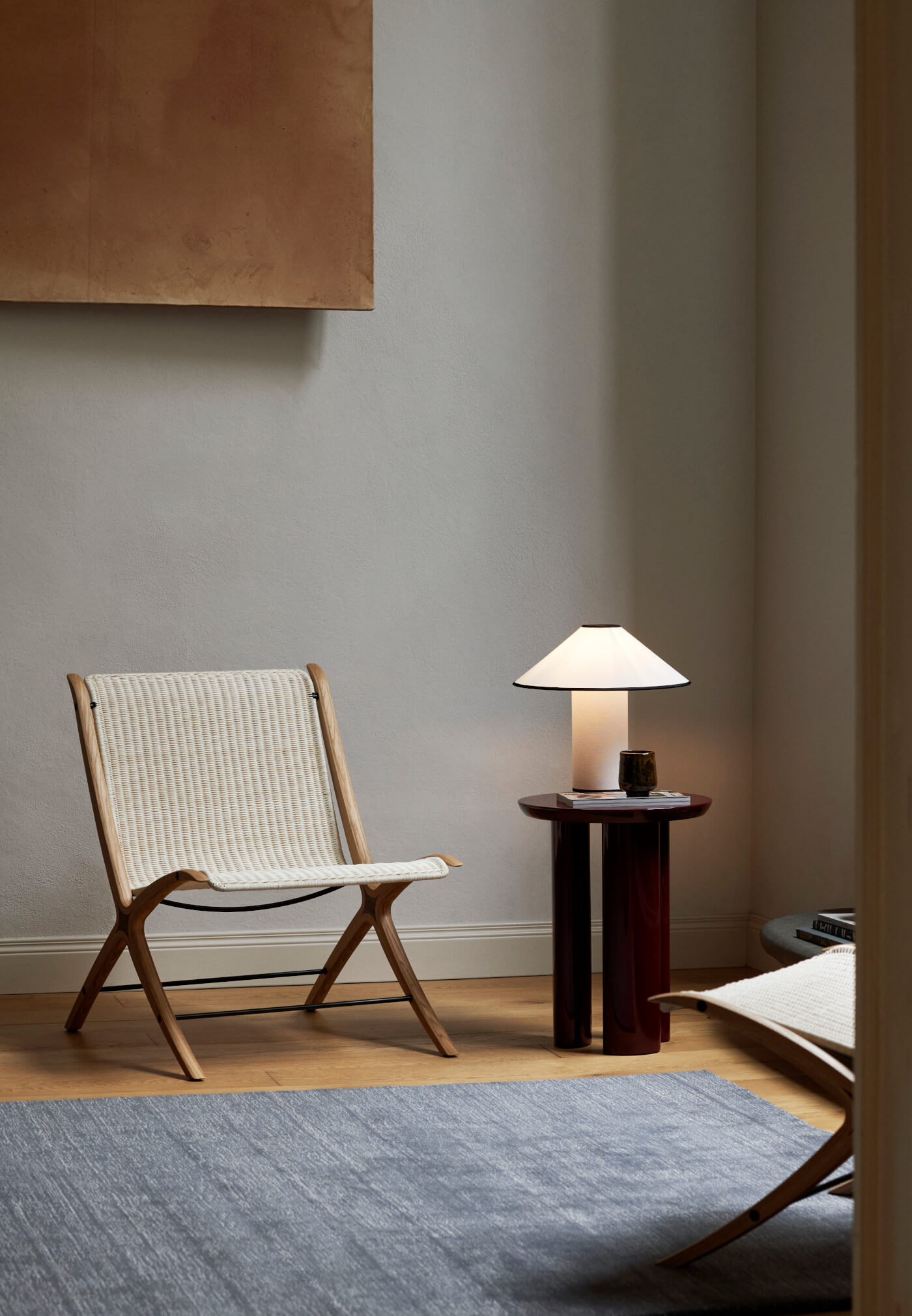 X HM10 Lounge Chair, eiche lackiert / rattan natur