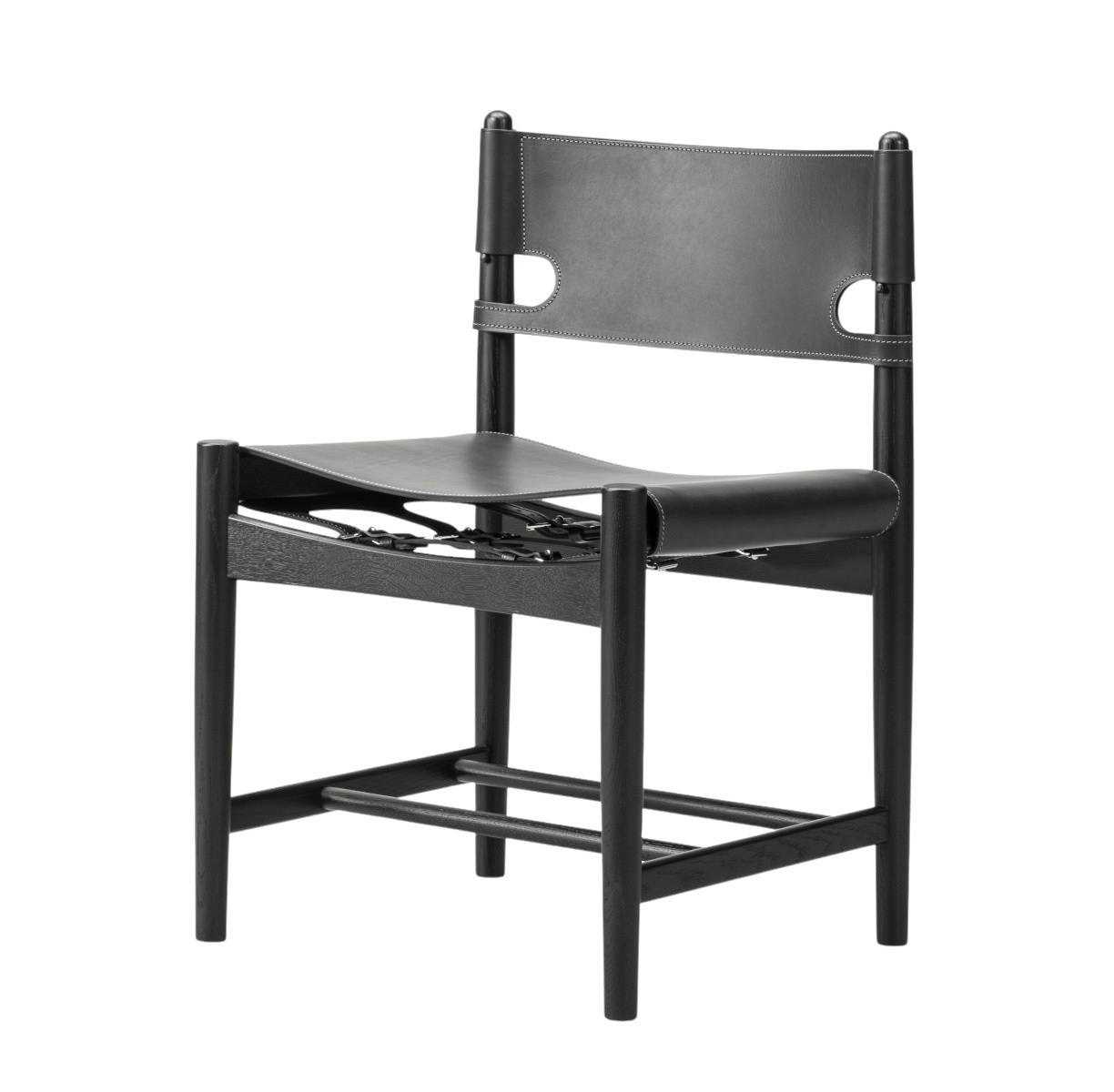 The Spanish Dining Chair, eiche schwarz lackiert / leder schwarz
