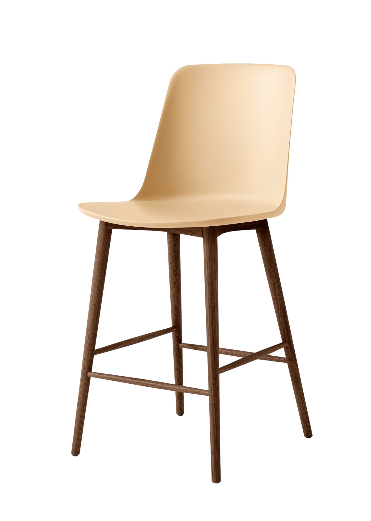 &Tradition Rely HW128 Barhocker, Walnuss Gestell, Sitz Beige Sand, moderner Design-Barhocker mit eleganter Holzstruktur