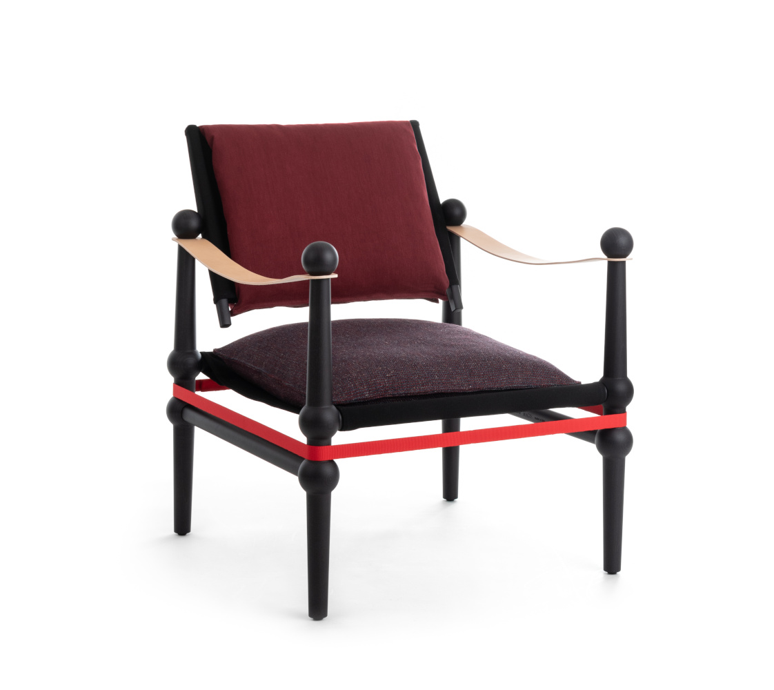 Magis Twain Sessel – stilvoller Design-Sessel Magis Twain Sessel, Buche schwarz, bordeaux Polster, stilvoll, modernes italienisches Design, langlebig