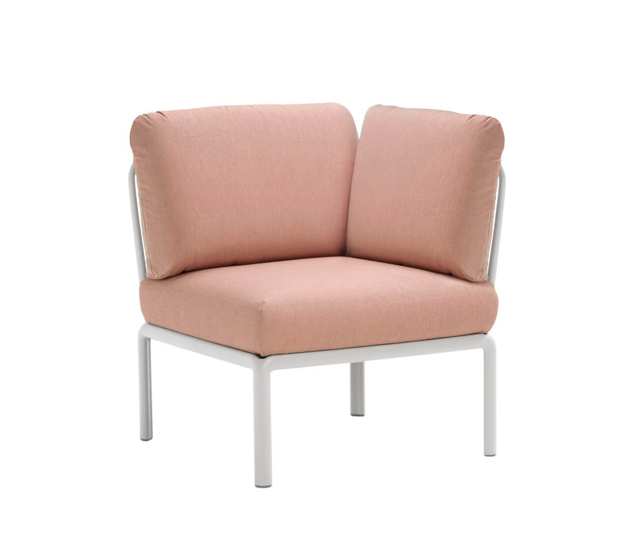 Nardi Komodo Modulsofa Eckelement, weiß/rosa quarzo, Outdoor-Design, wetterfest, leicht, langlebig, Made in Italy