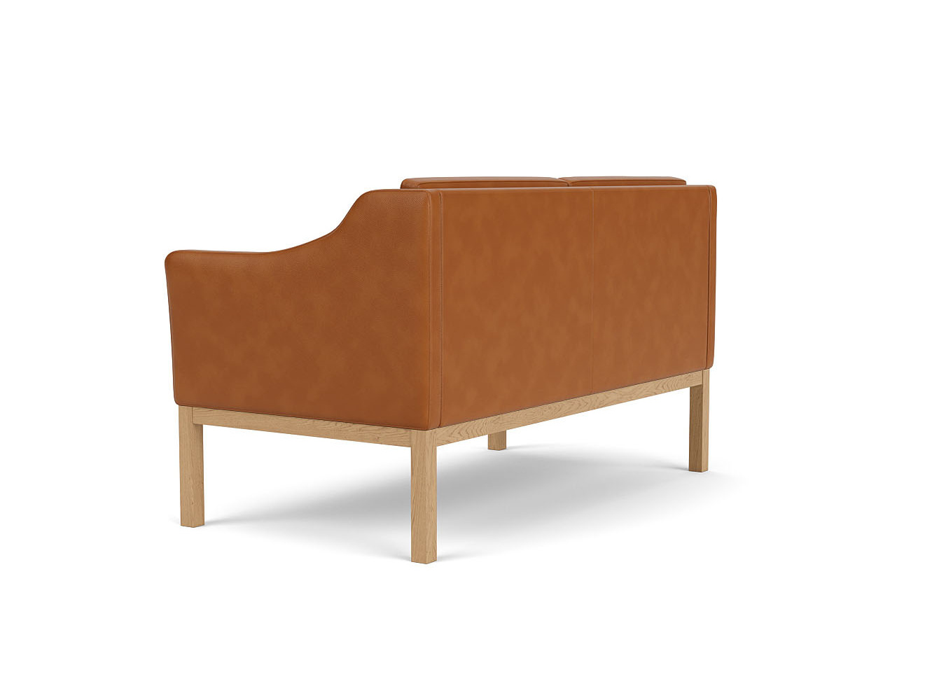 FDB Møbler L45 Sofa 2-Sitzer, funktional, Eiche natur, Leder cognac, langlebig, skandinavisches Design