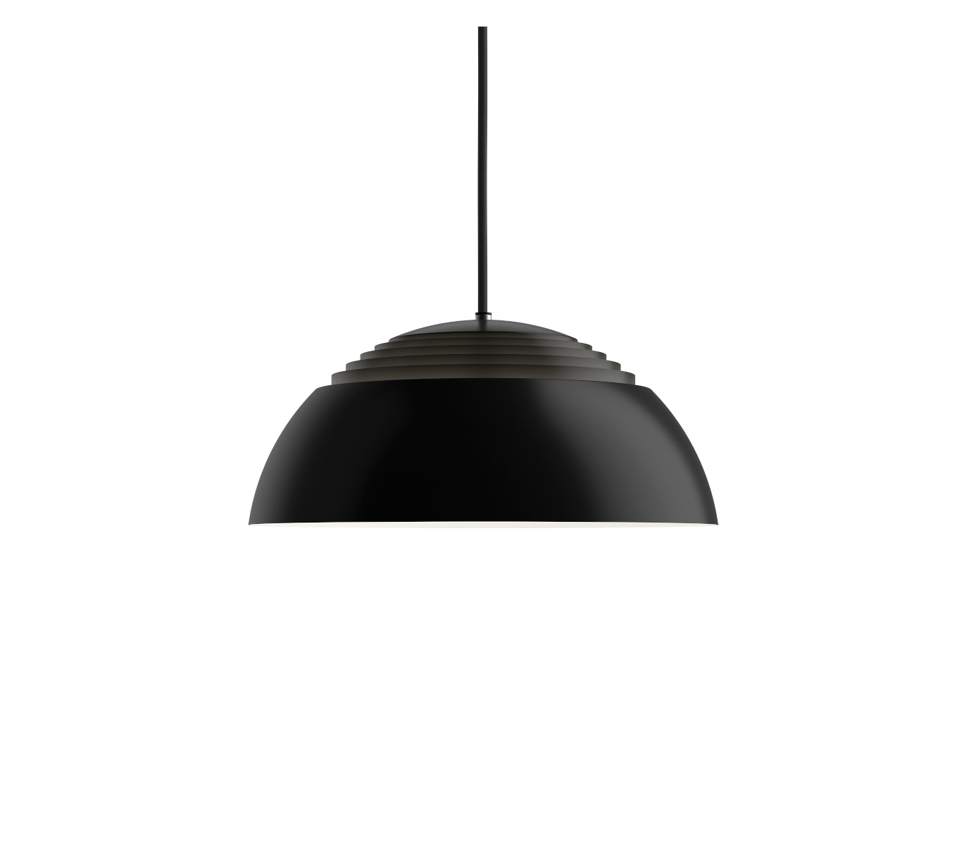 AJ Royal Pendelleuchte Schwarz Ø 37 cm – Louis Poulsen Schwarze AJ Royal Hängelampe von Louis Poulsen Ø 37 cm, LED-kompatibel, ikonisches Design, gleichmäßige Lichtverteilung