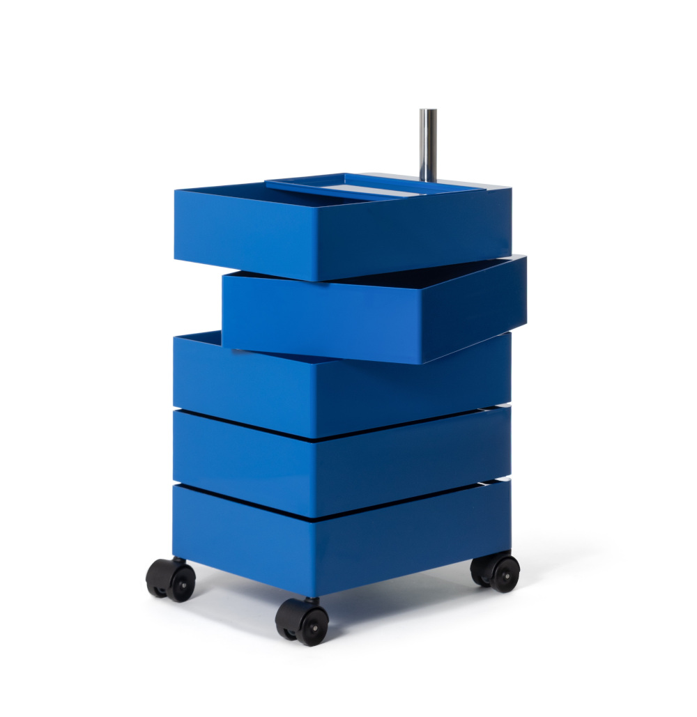 360° Rollcontainer mit 5 Fächer, leuchtend blau