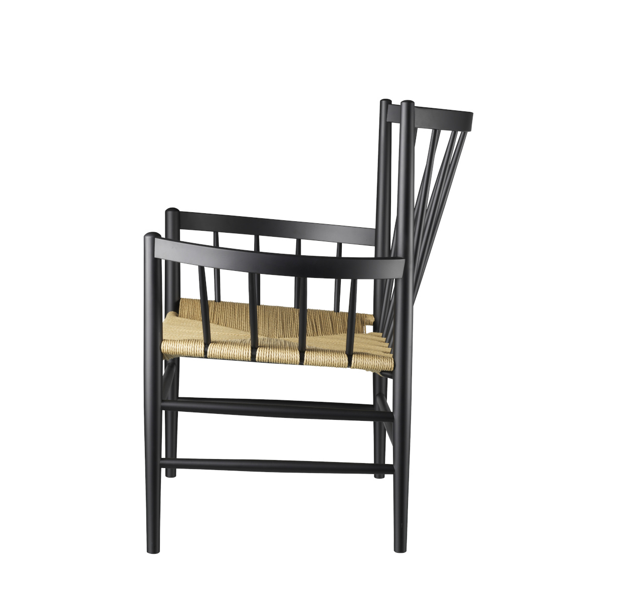 FDB Møbler J82 Loungesessel, nordischer Stil, Buche schwarz, Naturgeflecht, langlebig, funktional, nachhaltig