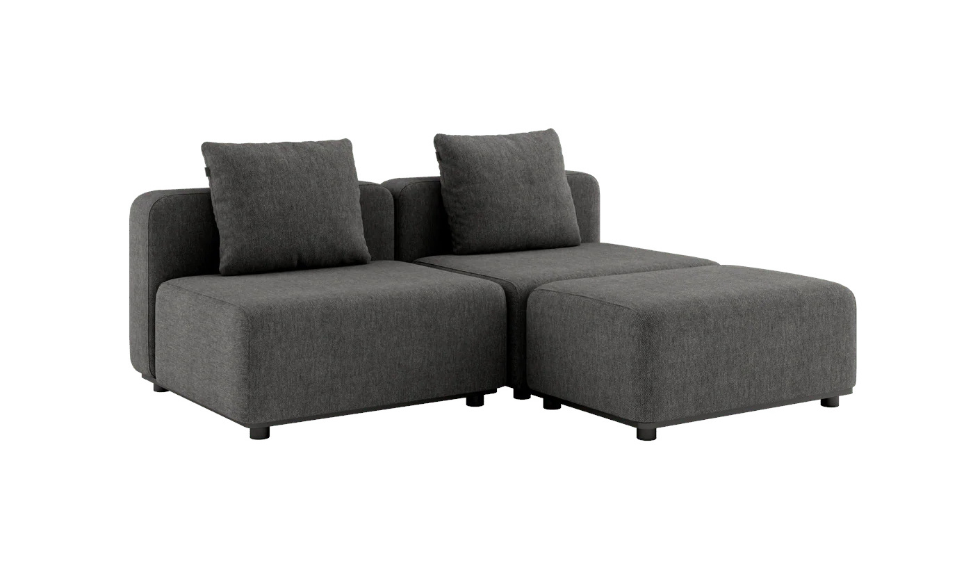 Cobana Loungesofa 2-Sitzer ohne Armlehnen mit Hocker, cobana grau