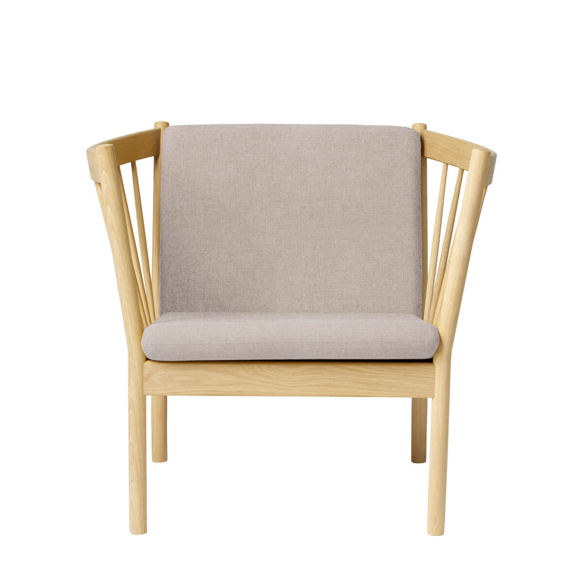 FDB Møbler J146 Sessel, ergonomisch, FSC®-Eiche natur, hellgrau, nachhaltig, funktional, nordisches Design