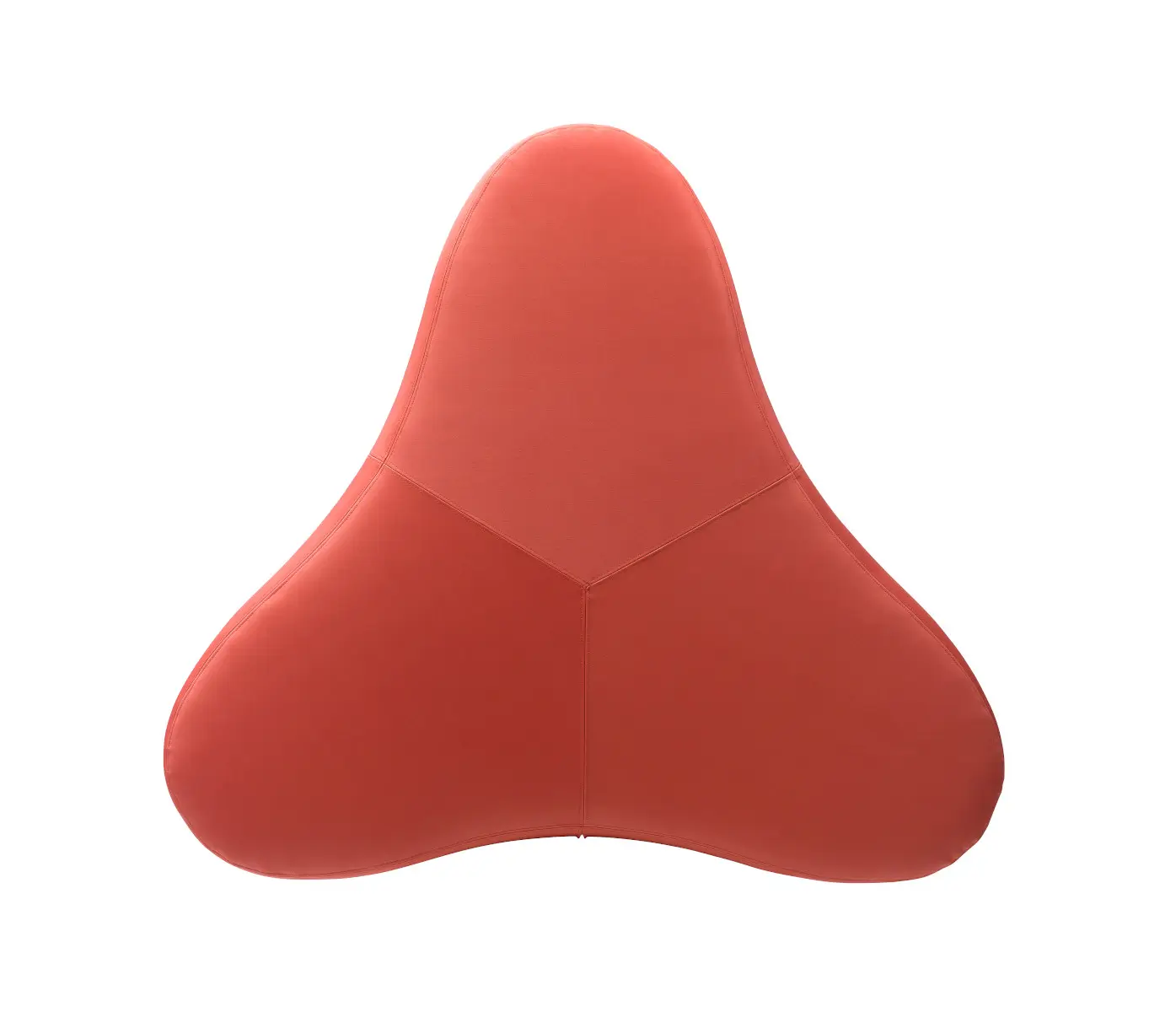 Softline Chat Hocker Large in Rot aus der Draufsicht mit markanter dreieckiger, abgerundeter Form und sichtbaren Nähten auf der gepolsterten Oberfläche.