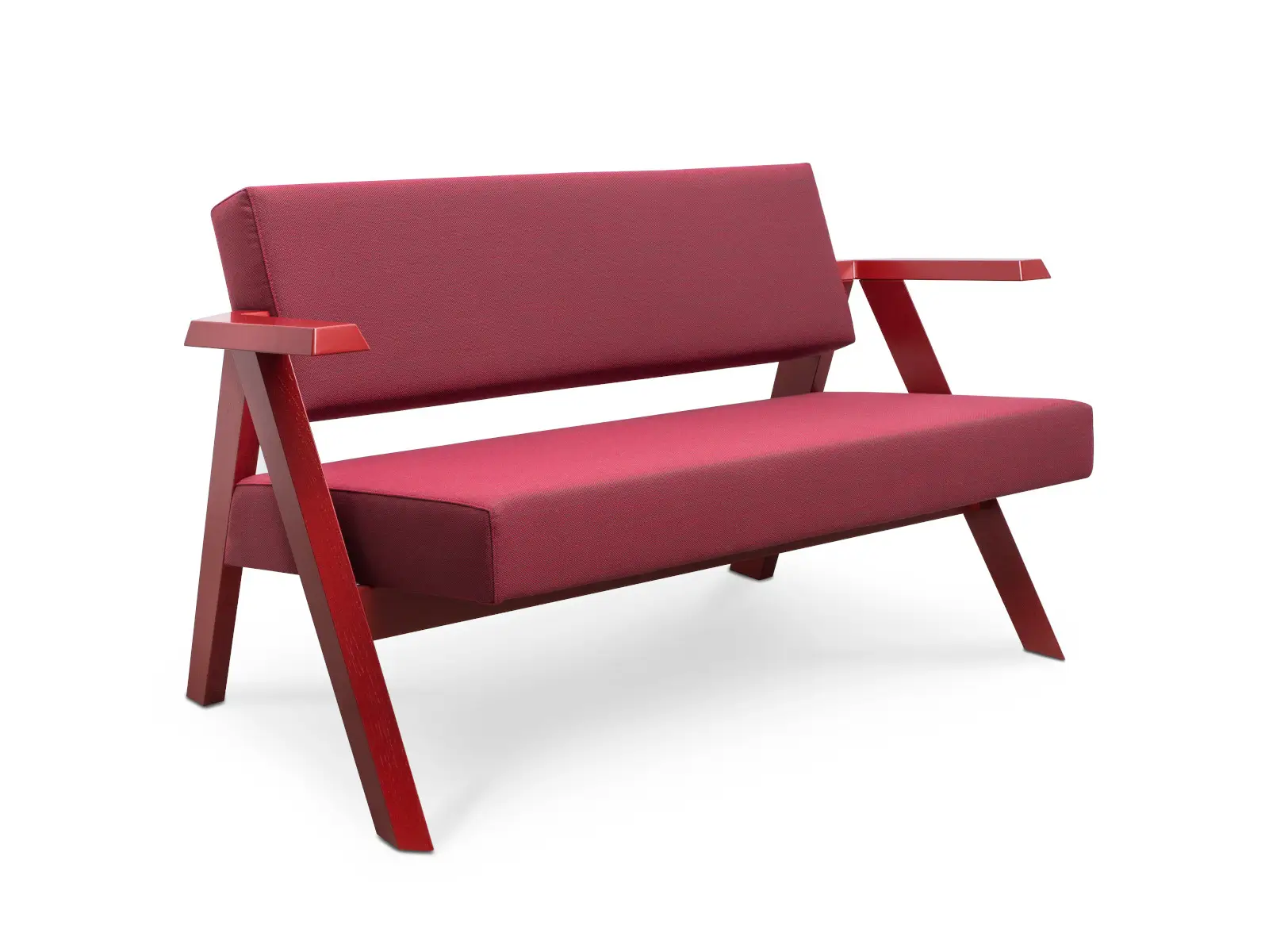 Noti Clapp Sofa 2-Sitzer in Rot mit passendem Gestell und Armlehnen