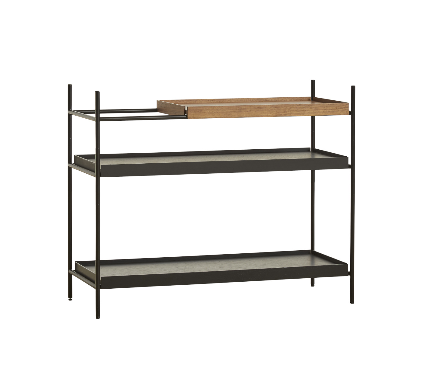 Tray Regal Niedrig, walnuss / schwarz Tray Regal Niedrig, walnuss / schwarz