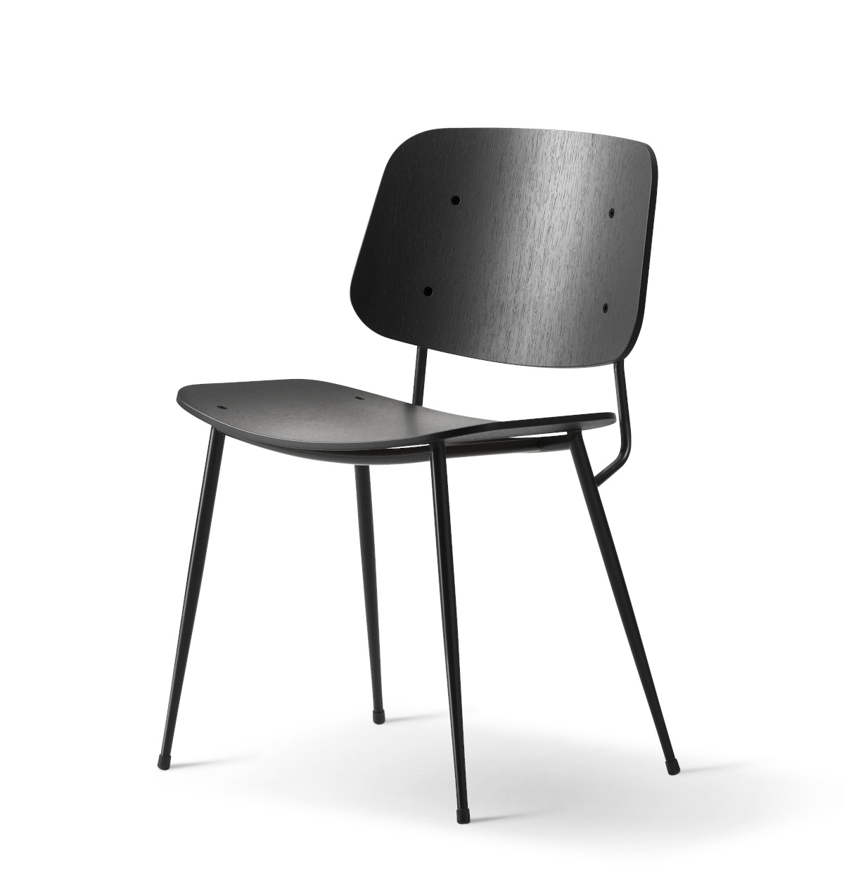 Søborg Metal Base Stuhl, chrom / eiche schwarz lackiert