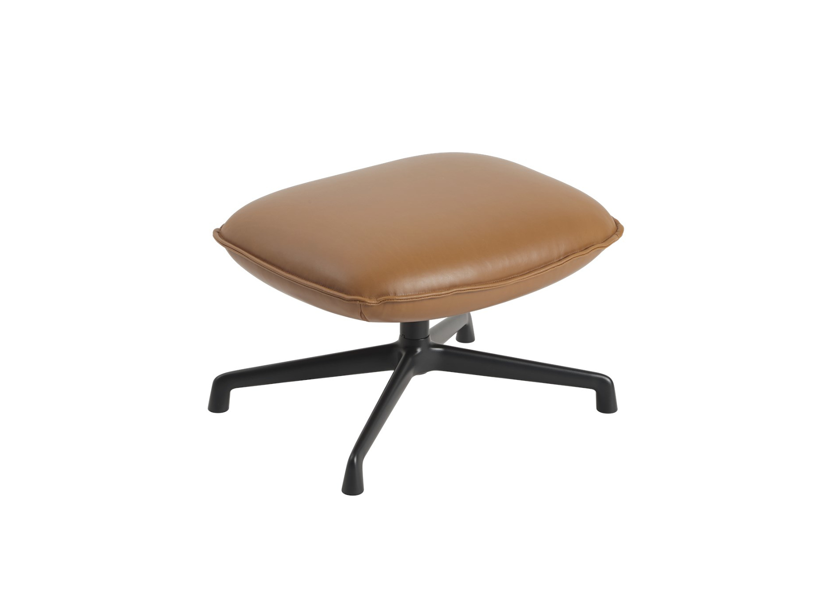 Doze Ottoman, swivel base, refine leder cognac / schwarz