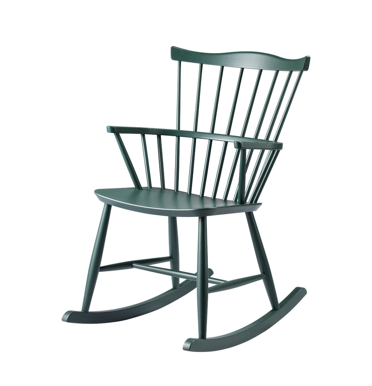 FDB Møbler J52G Schaukelstuhl, FSC®-Holz Buche black green, funktional, ergonomisch, langlebig, nordisch