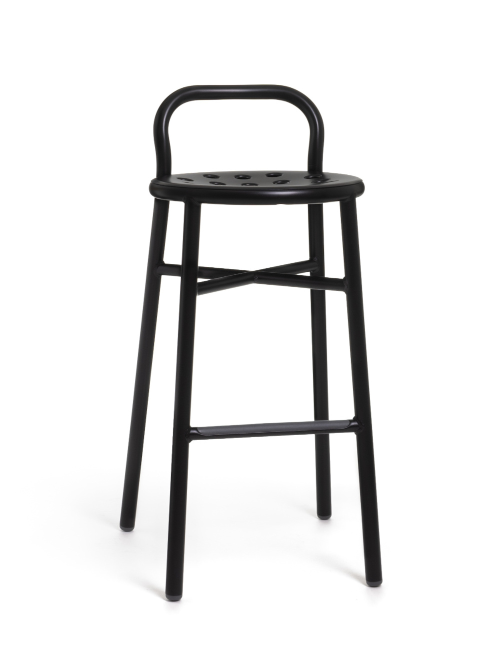 Magis Pipe Barhocker schwarz, 77 cm, moderner Barstuhl, ergonomisch, langlebiges Design aus Italien