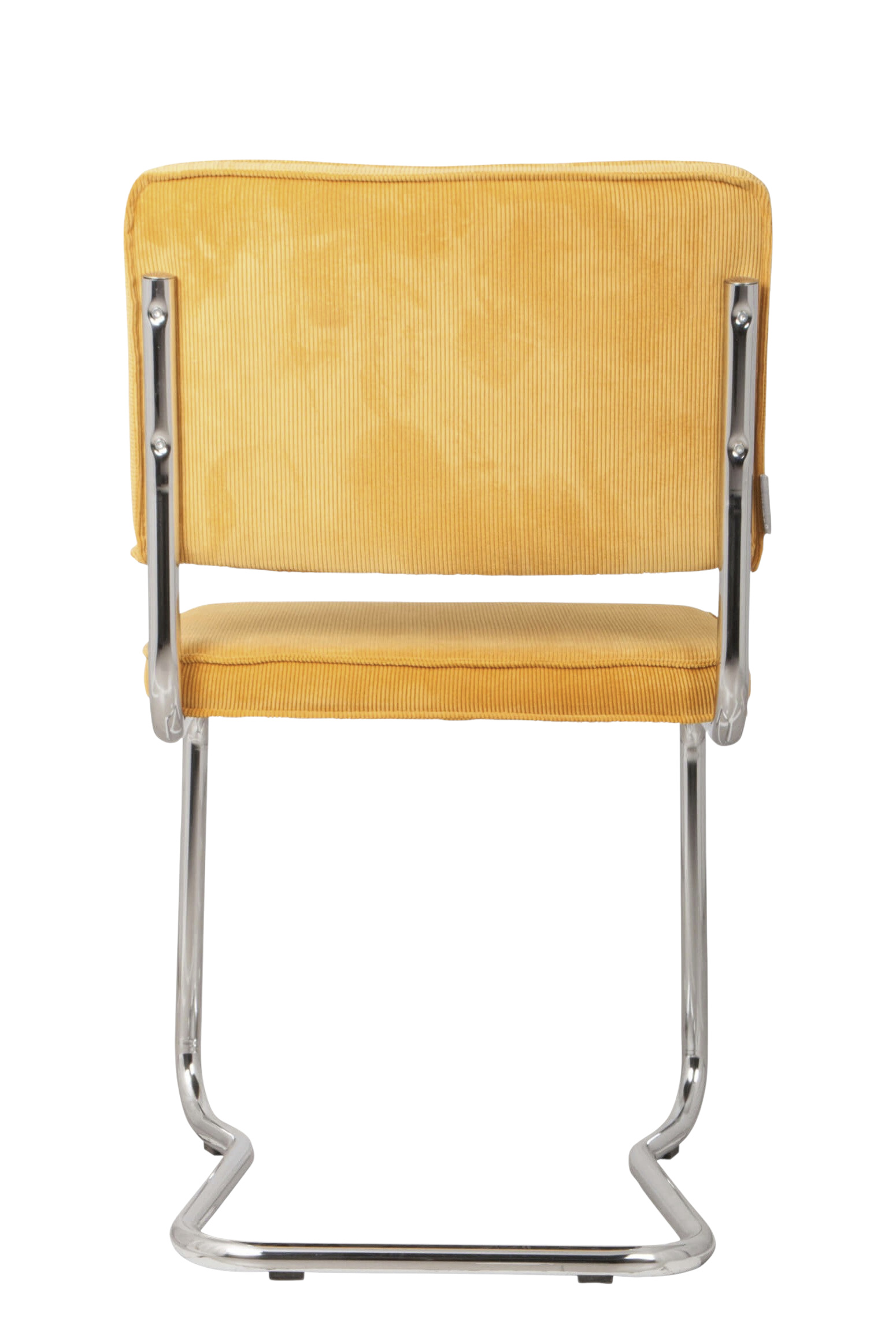 Zuiver Ridge Kink Rib Stuhl in Gelb mit modernem Design und einzigartiger Rückenlehne, ideal für stilvolle Esszimmer und Büros