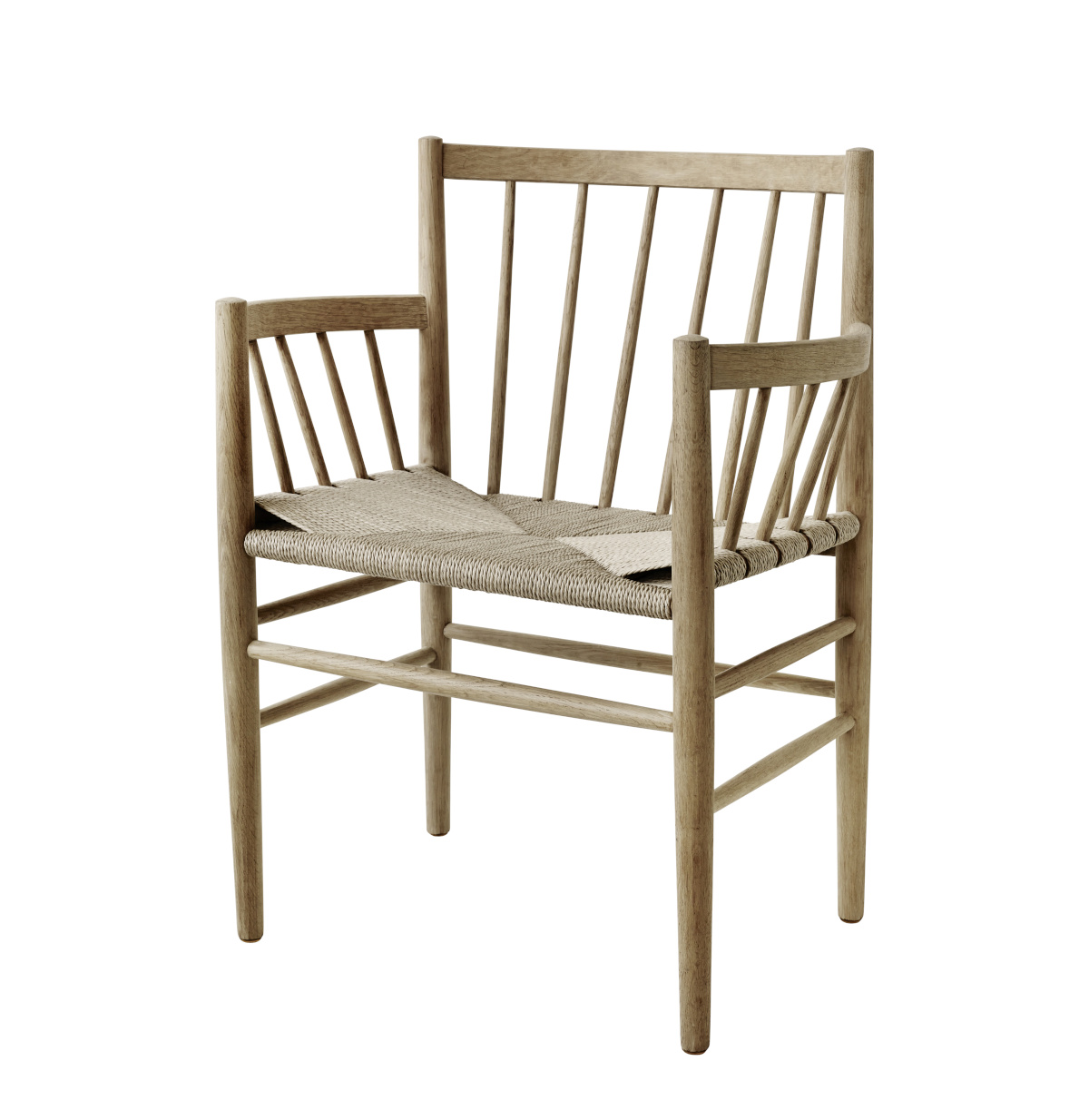 FDB Møbler J81 Armlehnstuhl, FSC®-Holz Eiche geölt, Naturgeflecht, funktional, nachhaltig, nordisches Design