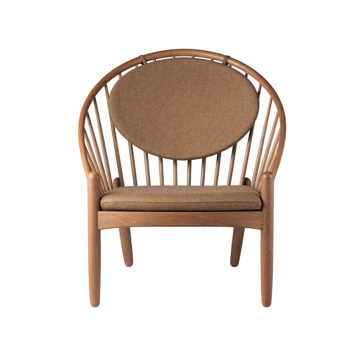 FDB Møbler J166 Jørna Sessel, ergonomisch, Eiche geräuchert, braunes Leder, funktional, langlebig, nachhaltig