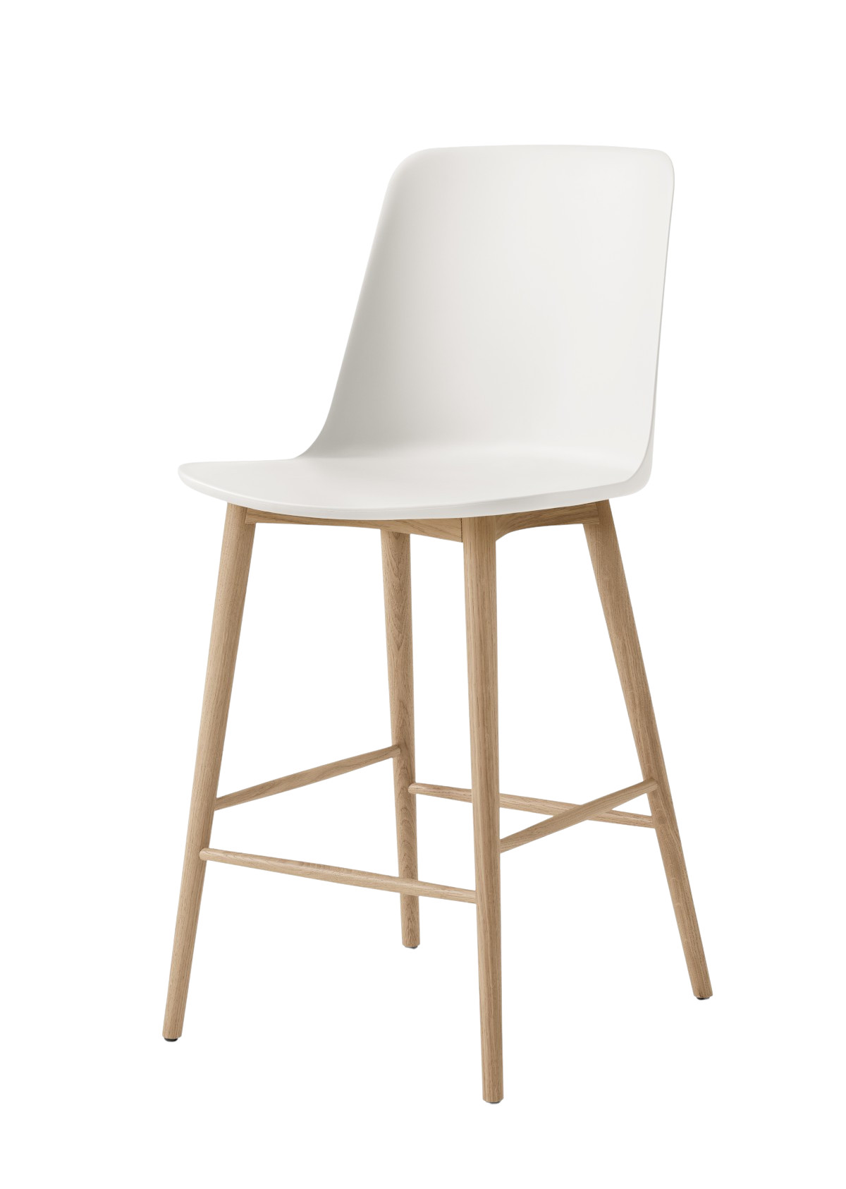 &Tradition Rely HW128 Barhocker, Gestell Eiche natur, Sitz weiß, moderner Design-Barstuhl