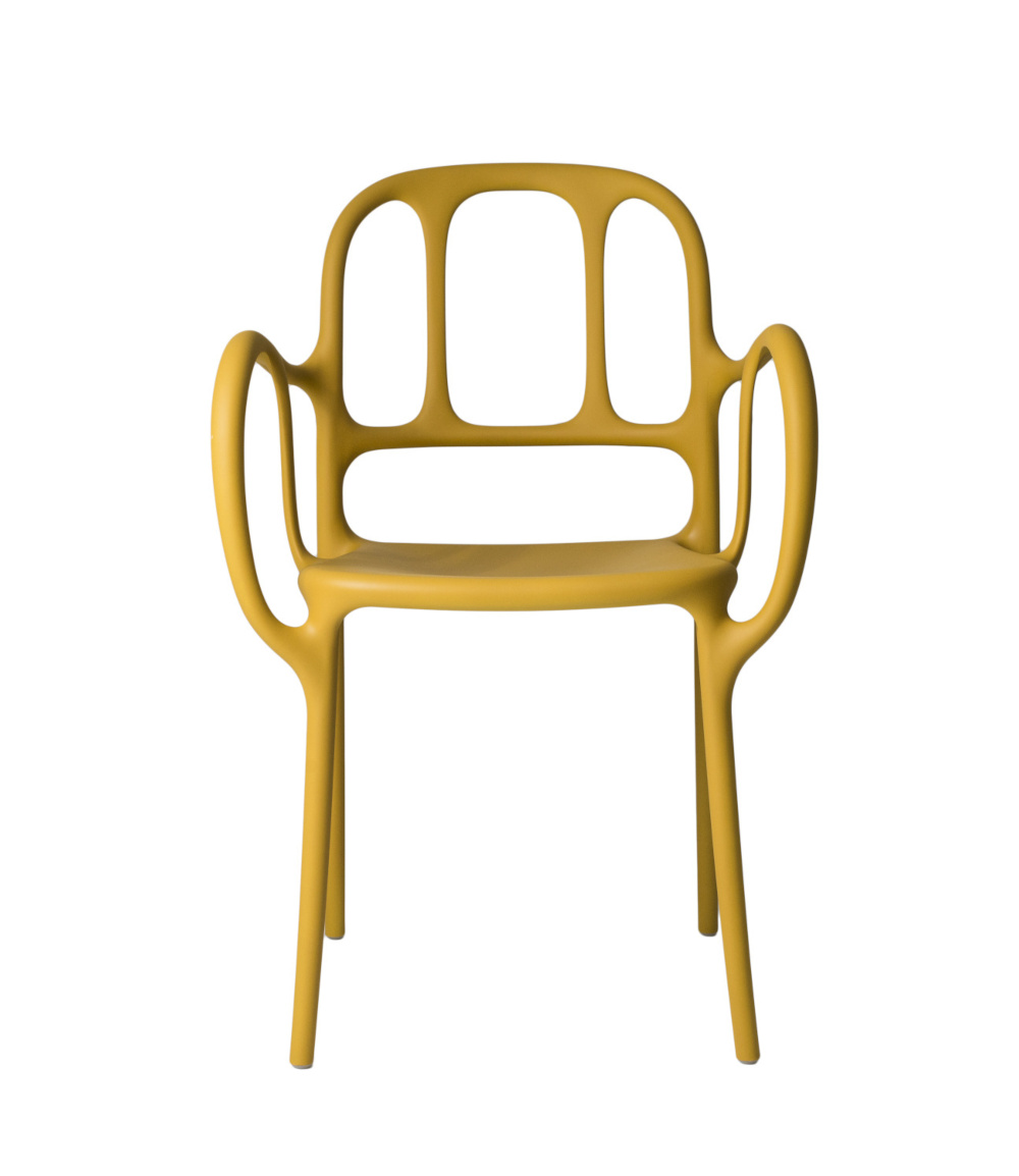 Magis Milà Stuhl gelb, moderner Design-Stuhl, leicht, stapelbar, komfortabel, italienisches Design