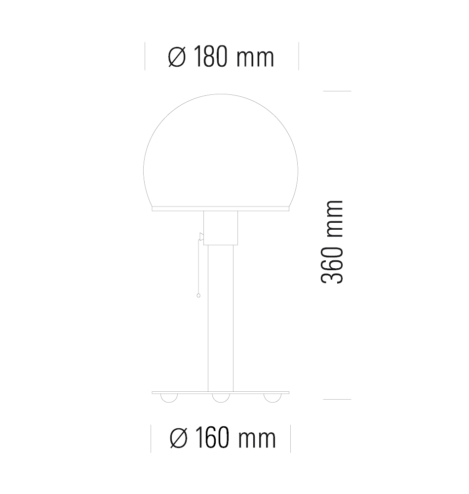 Tecnolumen Wagenfeld WA 24 Tischleuchte Abmessungen