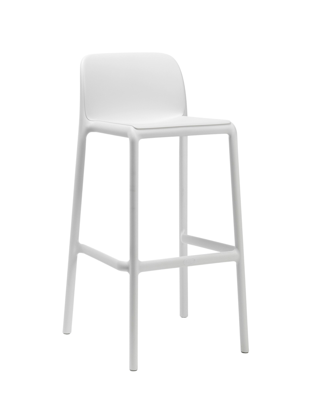 Nardi Faro Barhocker weiß, 76 cm, wetterfest, leichter Outdoor-Stuhl aus italienischem Design