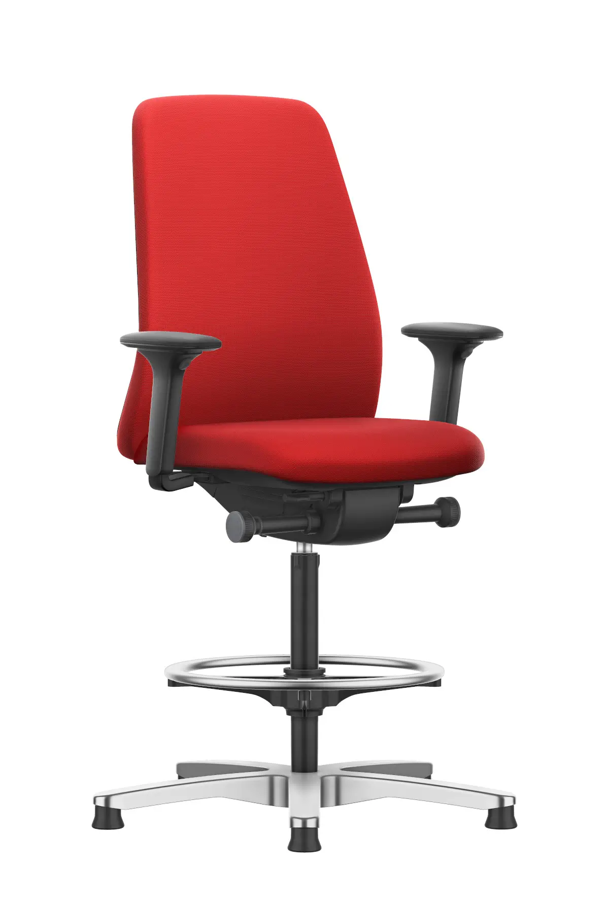 Interstuhl EVERYis1 EV711 Counter Drehstuhl in Rot mit Armlehnen und Fußring