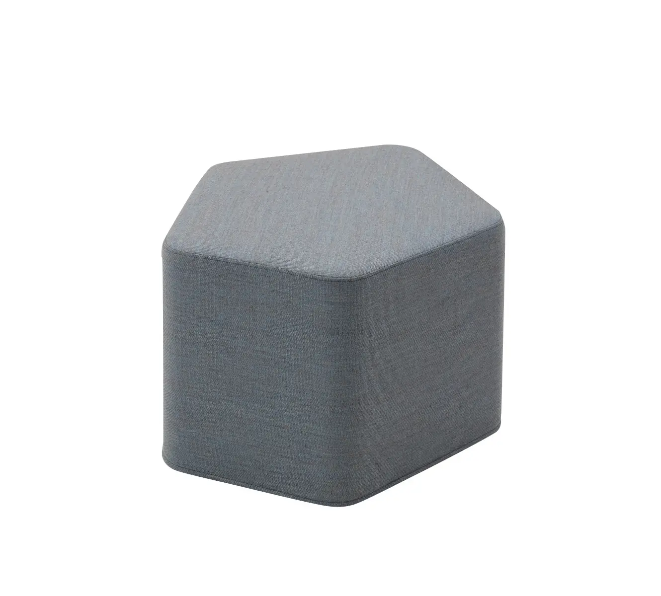 Softline Lake Hocker in Grau aus seitlicher Perspektive mit kompakter gepolsterter Form, abgerundeten Ecken und leicht asymmetrischer Sitzfläche.