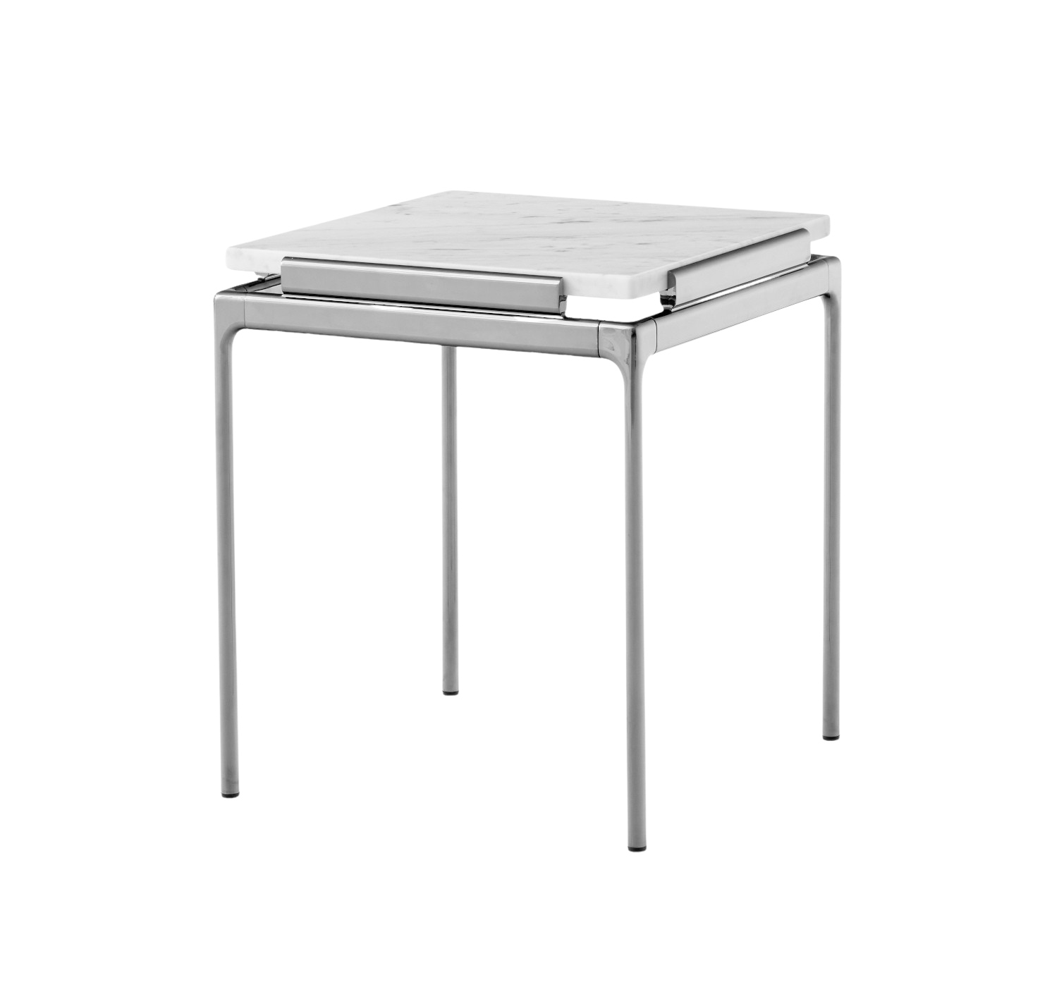 Sett LN11 Beistelltisch, chrom dunkel / bianco carrara Sett LN11 Beistelltisch, chrom dunkel / bianco carrara