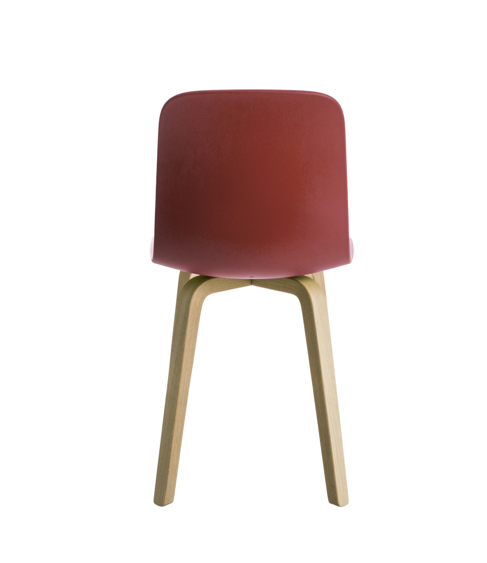 Magis Substance Stuhl, Esche natur/Bordeaux, ergonomisch, modernes Design, komfortabel, langlebiger Stuhl