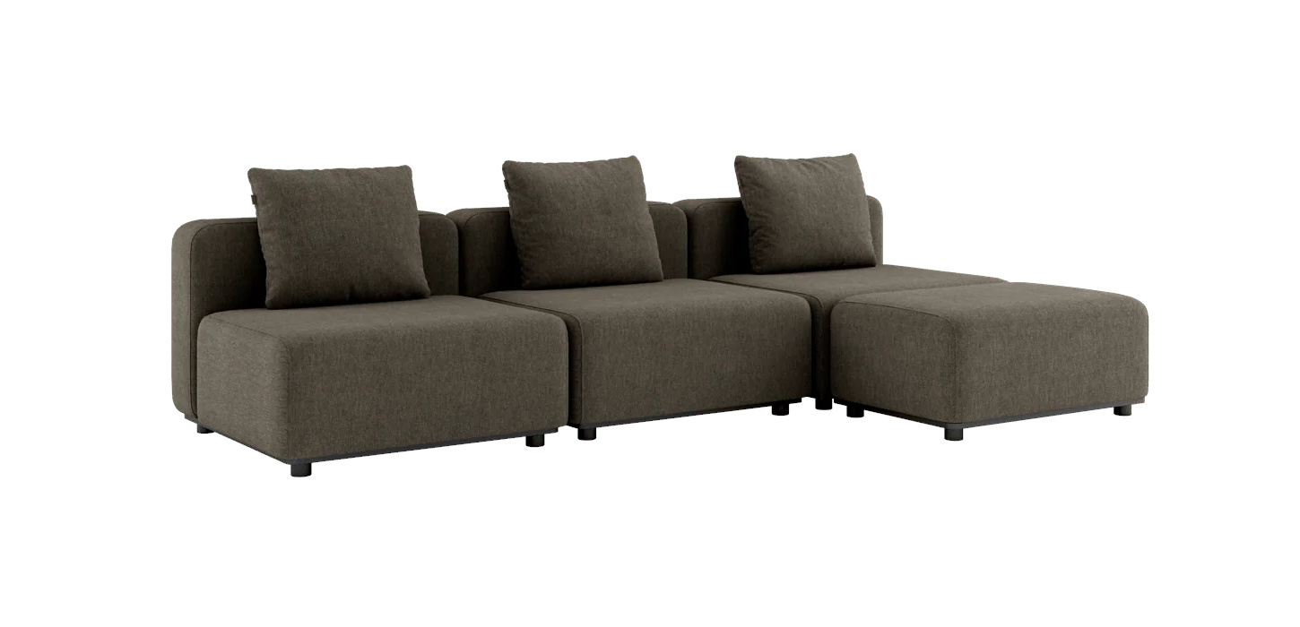 Cobana Loungesofa 3-Sitzer ohne Armlehnen mit Hocker, cobana braun