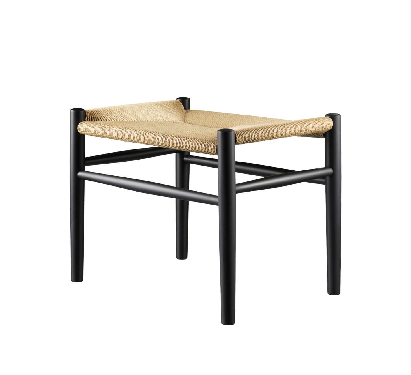 FDB Møbler J83 Hocker, ergonomisch, Buche schwarz, Naturgeflecht, nachhaltig, funktional