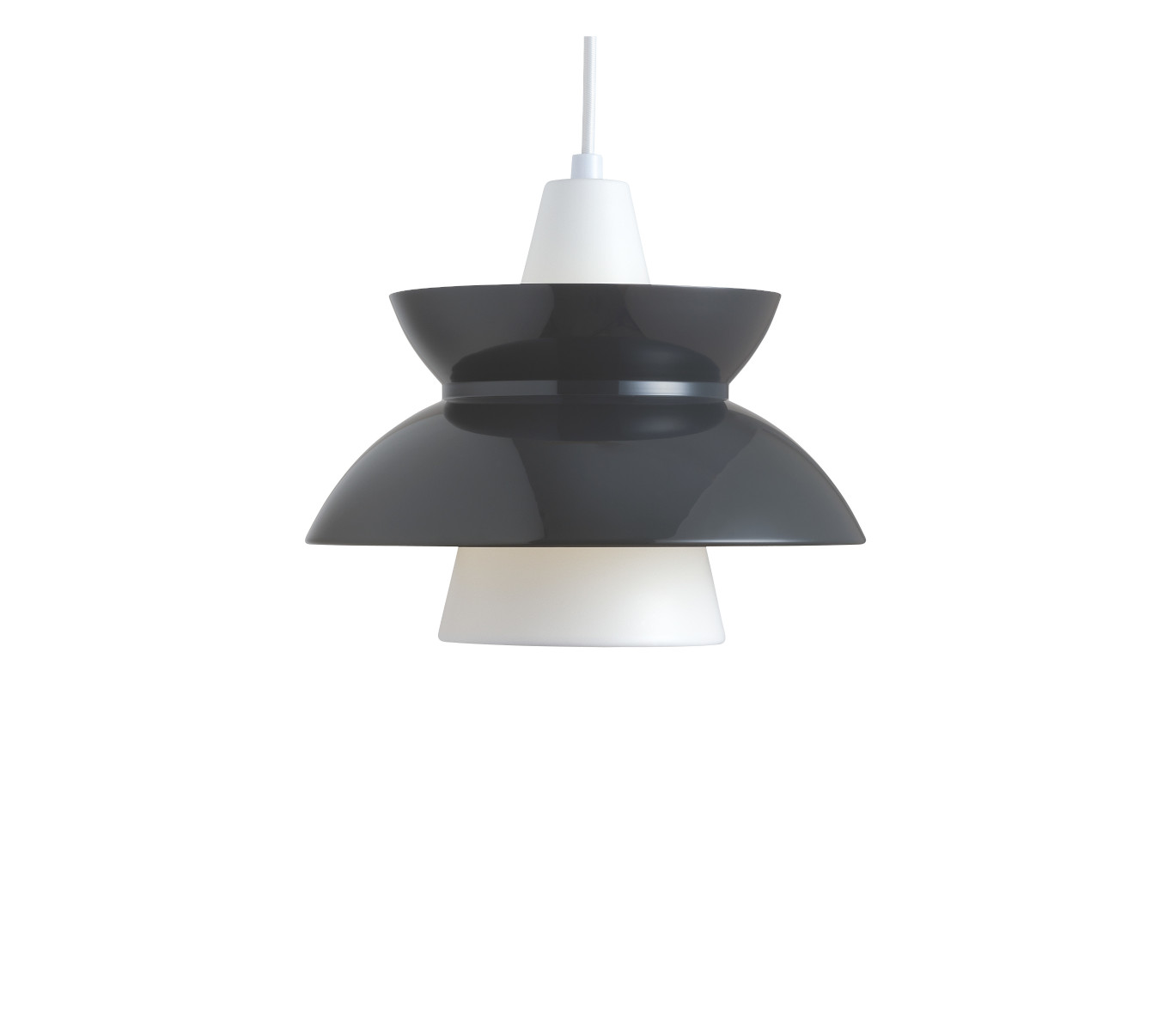Louis Poulsen Doo-Wop Pendelleuchte dark grey, zeitloses Design, blendfreies Licht, ideal für Esszimmer oder Küche